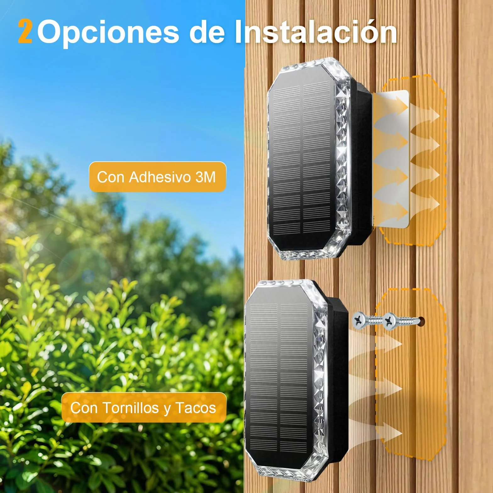 Aplique Solar Exterior Pared IP65 4 Piezas 3000K/4000K/6500K Luz Solar Pared