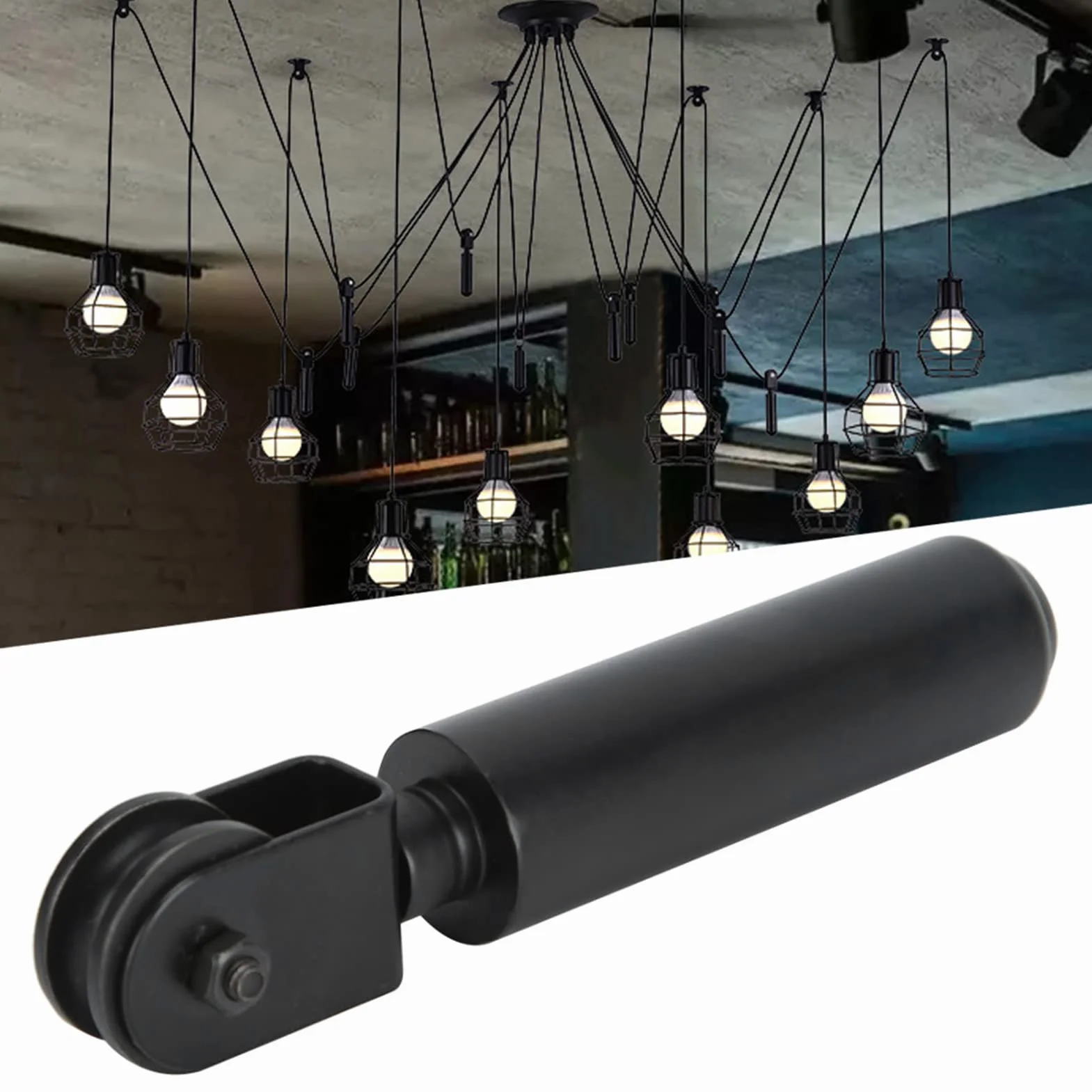 Techo Lámpara Polea Colgante Alambre Varilla Candelabro Montaje Techo Pared Luz Ventilador