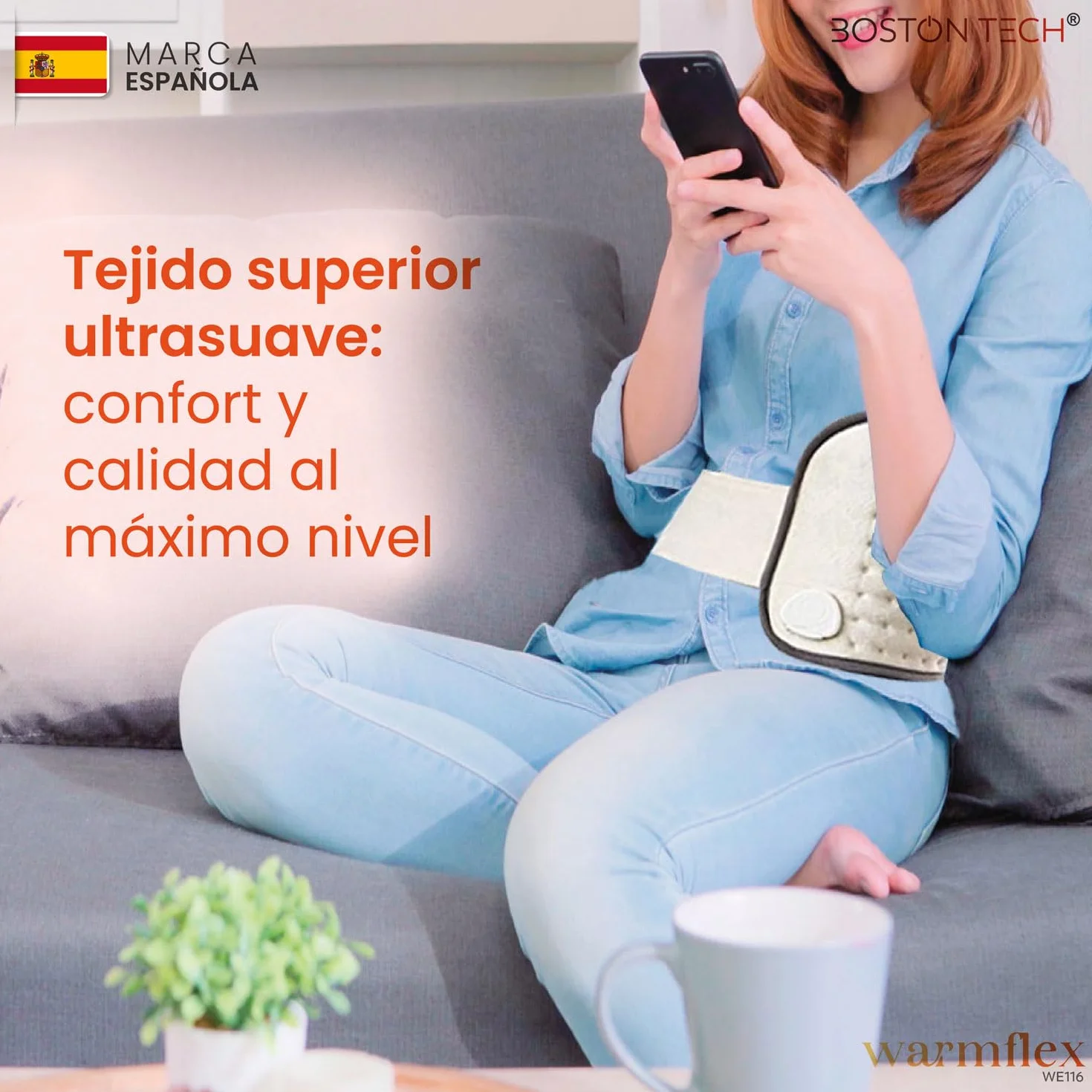 Almohadilla Térmica Eléctrica WarmFlex 29x69 cm Microfibra Calentamiento Rápido 3 Niveles Temperatura Lavable