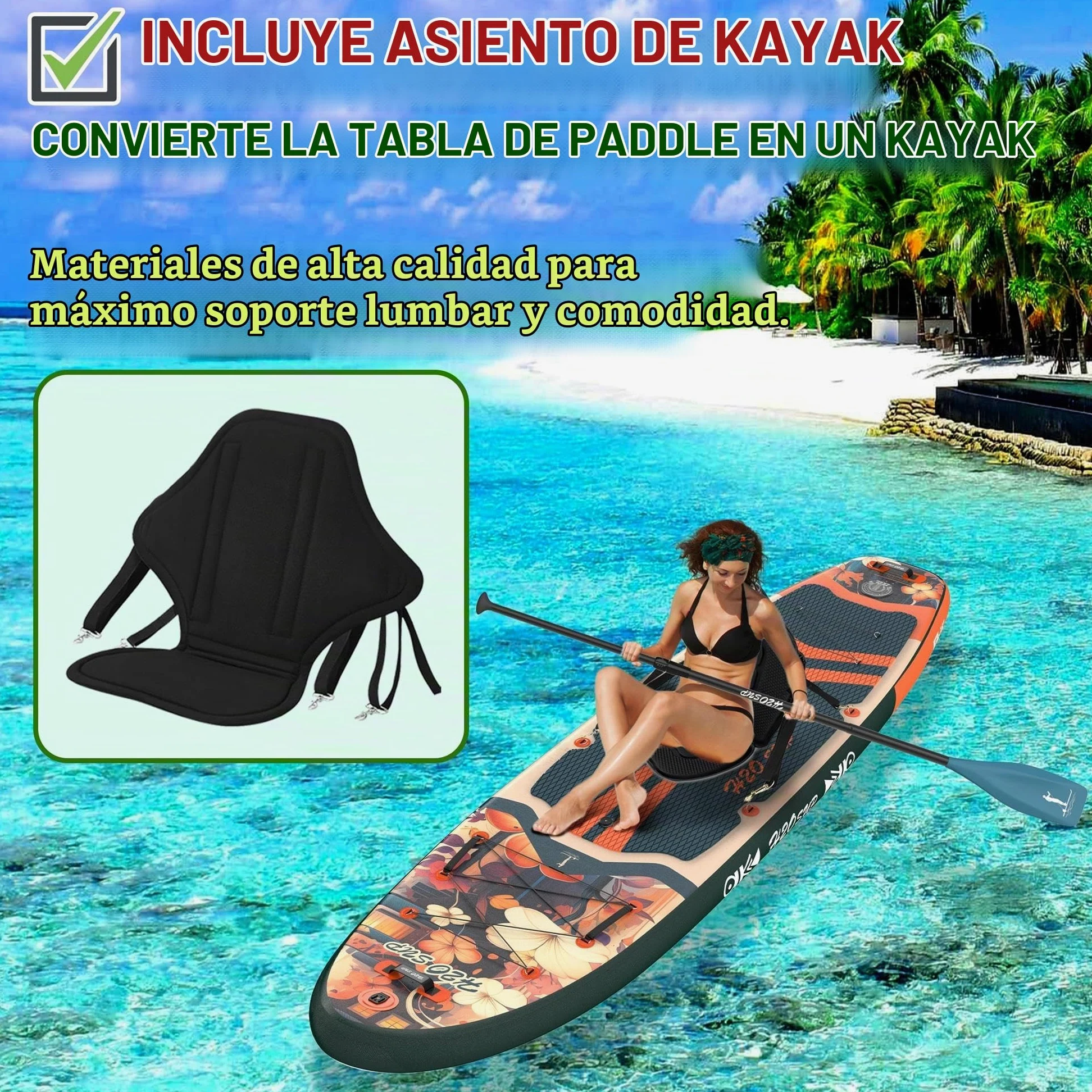 Tablas de remo inflables, extra anchas para principiantes, tabla de surf de pie súper estable con accesorios de primera calidad, 15 anillos en D, 5 asas, soporte de cámara, jóvenes y adultos