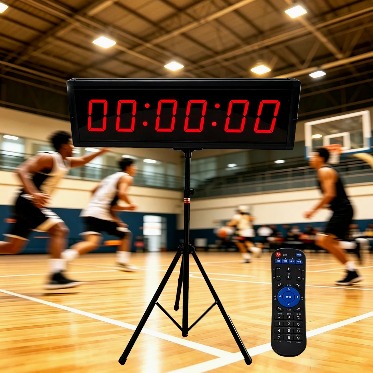 Cronómetro Led 6 Dígitos Para Carreras,cuenta Atrás/cuenta Adelante,20 Series Tiempo Simultáneas,alarma Sonora, Altura Del Trípode Ajustable,batería Larga Duración,temporizador Para Gimnasio
