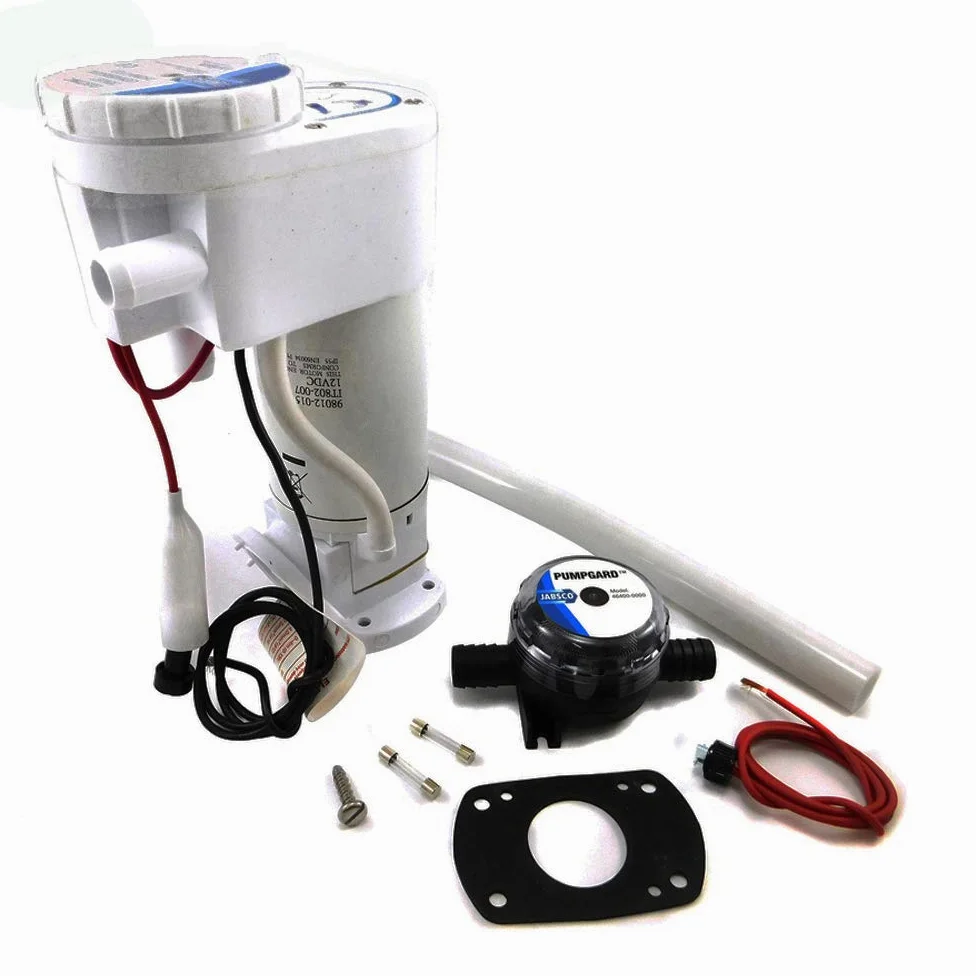 BTK - Kit de conversión y transformación de bomba de mano eléctrica Jabsco 29200-0120 - Recambio fácil blanco - Servicios higiénicos - Aspirador de agua de mar para enjuague de inodoros