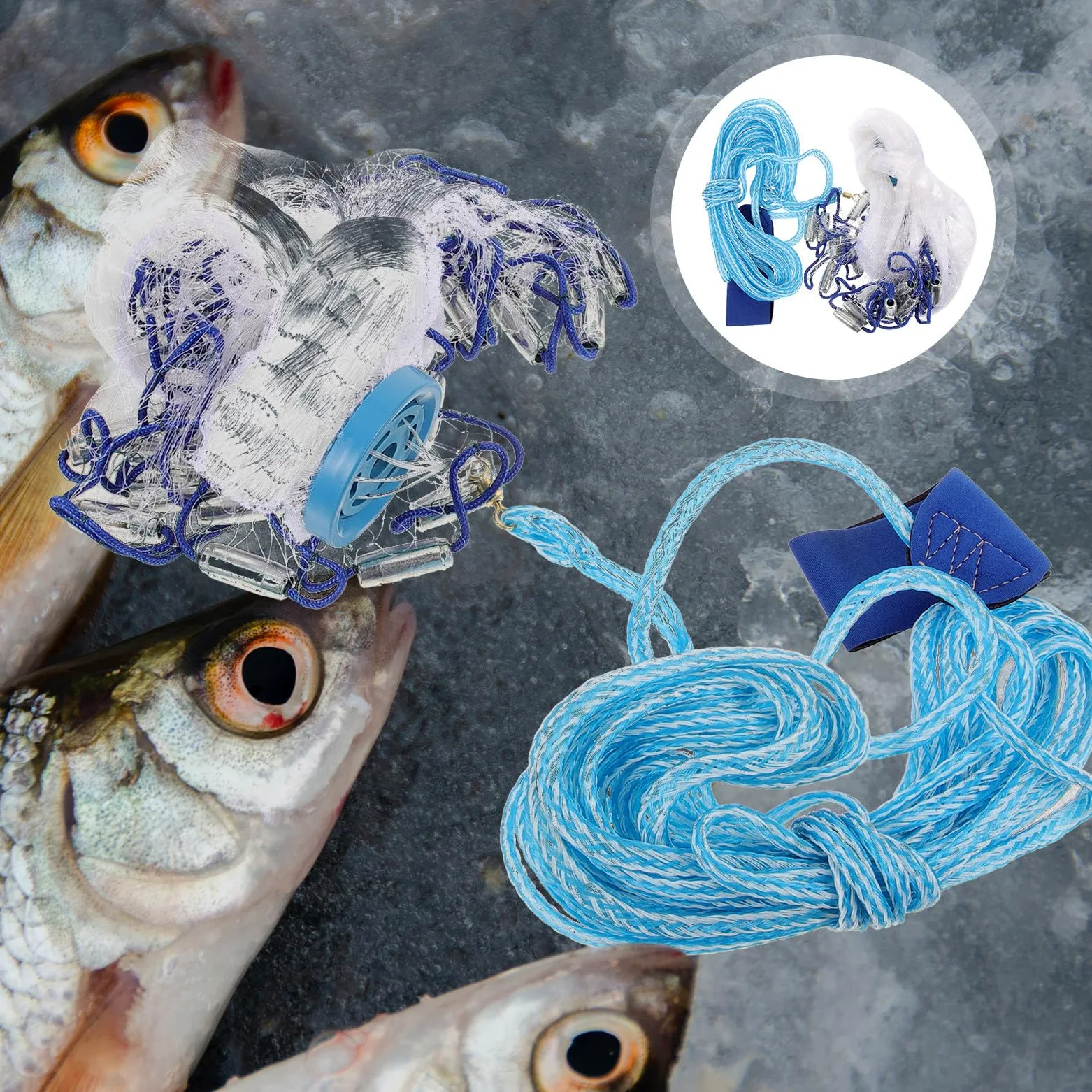 SHINEOFI Red de Pesca Manual para Lanzar Red de Pesca Rápida de Hundimiento Línea y Metal Adecuado al Aire Libre y Captura de Cebo