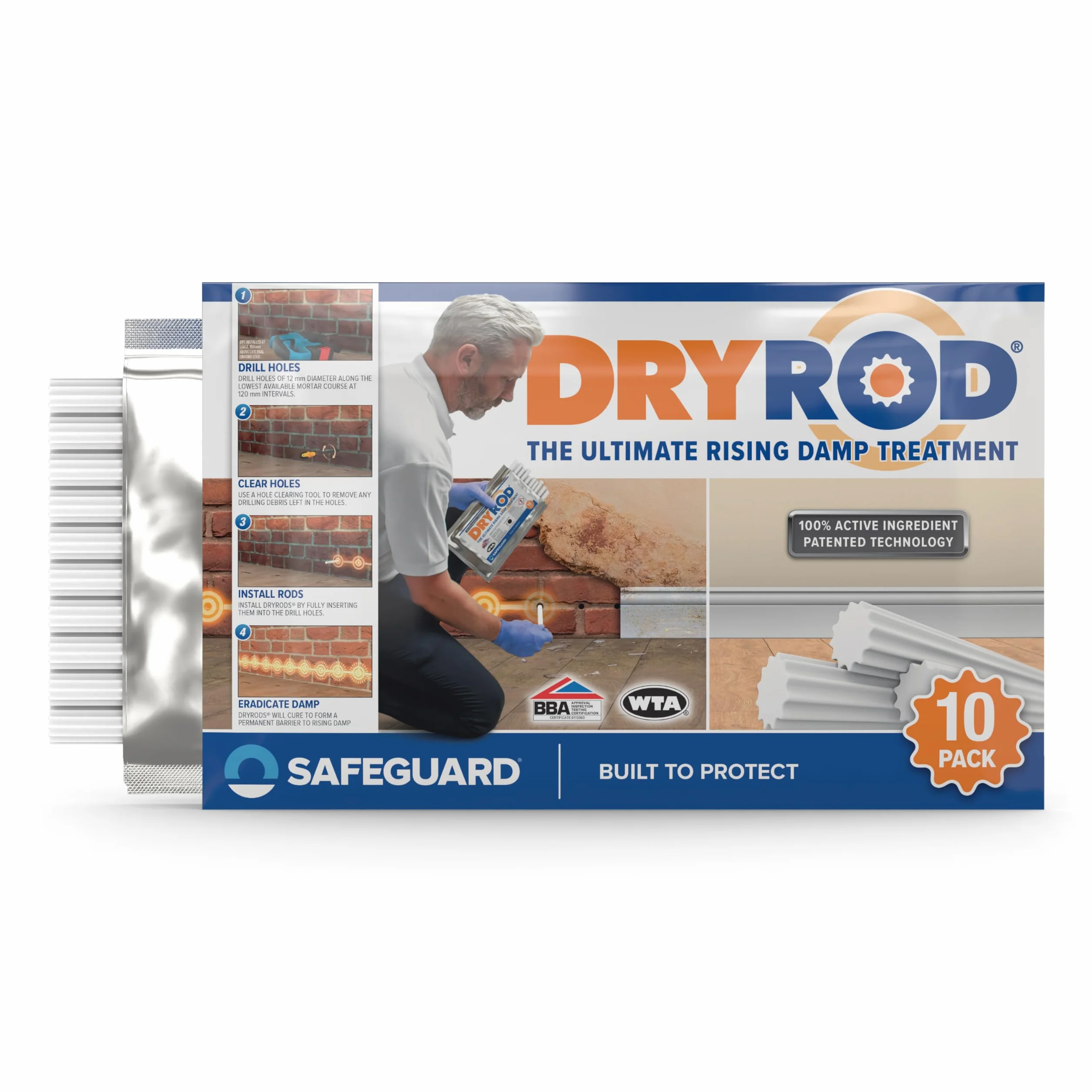 Dryrod Barritas Hidrófugas Antihumedad – Tratamiento Contra la Humedad por Capilaridad en Pared – Caja de 10
