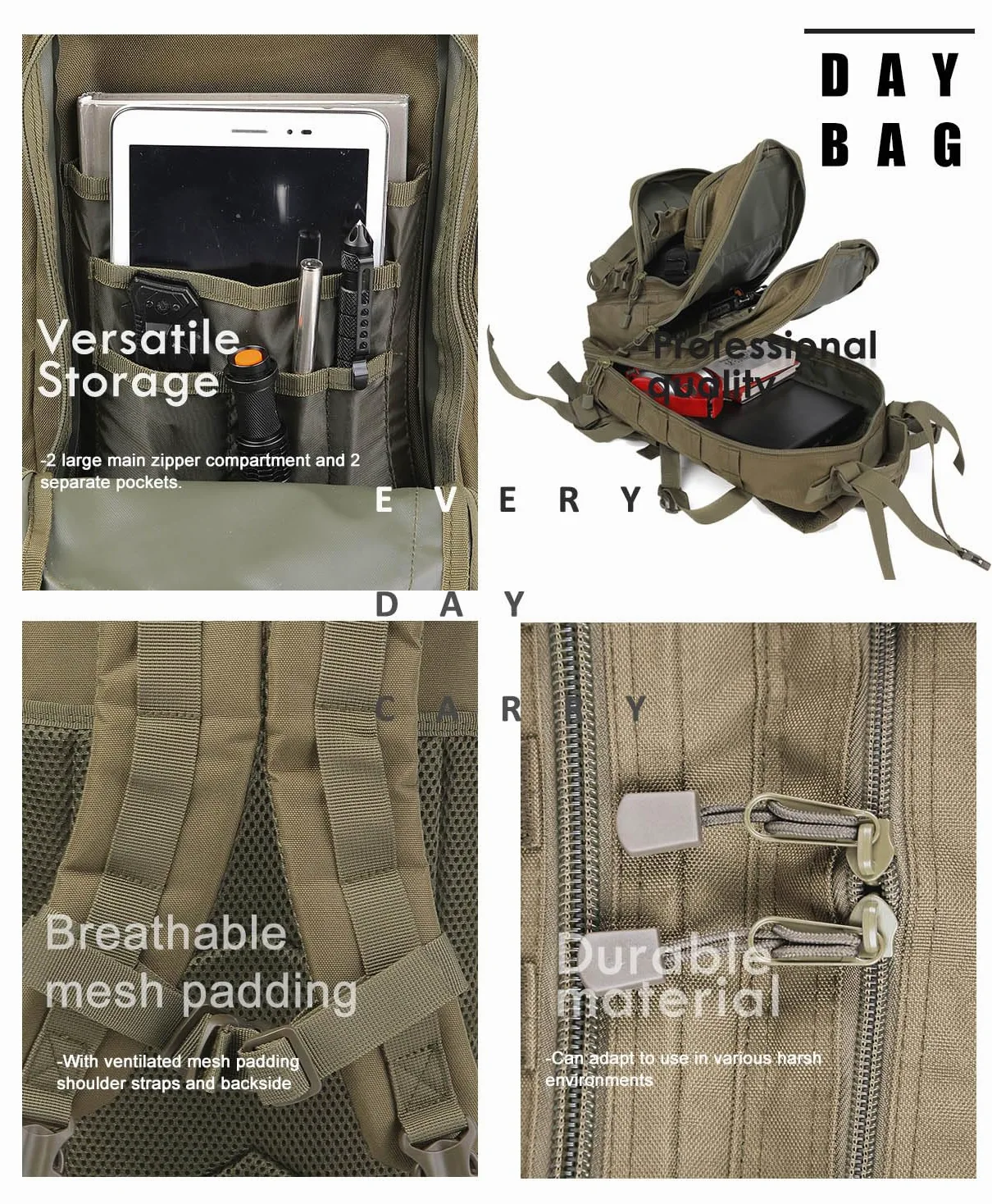 Miramrax Mochila táctica pequeña militar – Mochila de 30 L para hombre, mochila de asalto Molle, bolsa de insectos para senderismo y camping