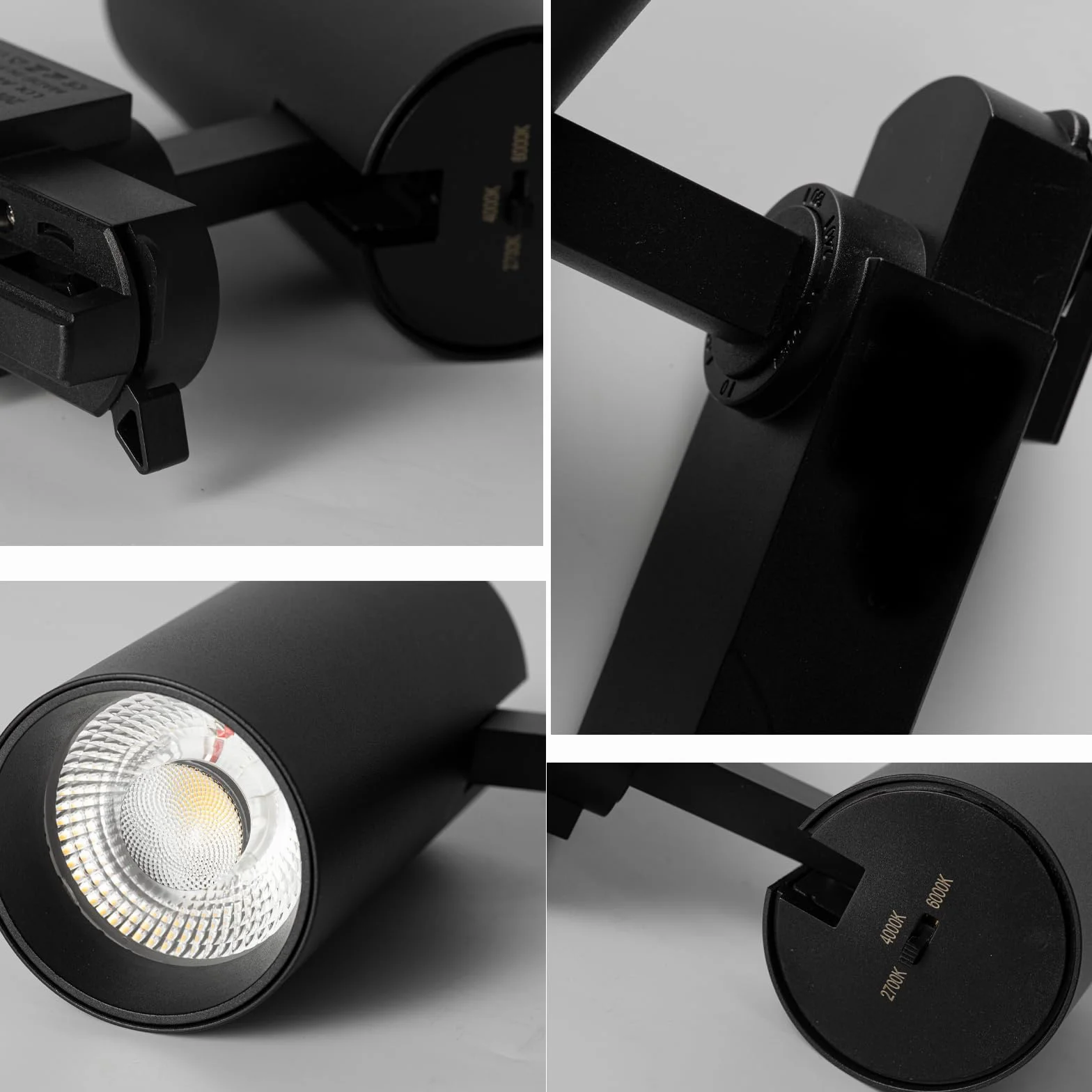 Alpinaluz Foco LED carril monofásico 20W CCT seleccionable 2700K-4000K-6000K CRI90 2000lm apertura 40º cabezal orientable IP20