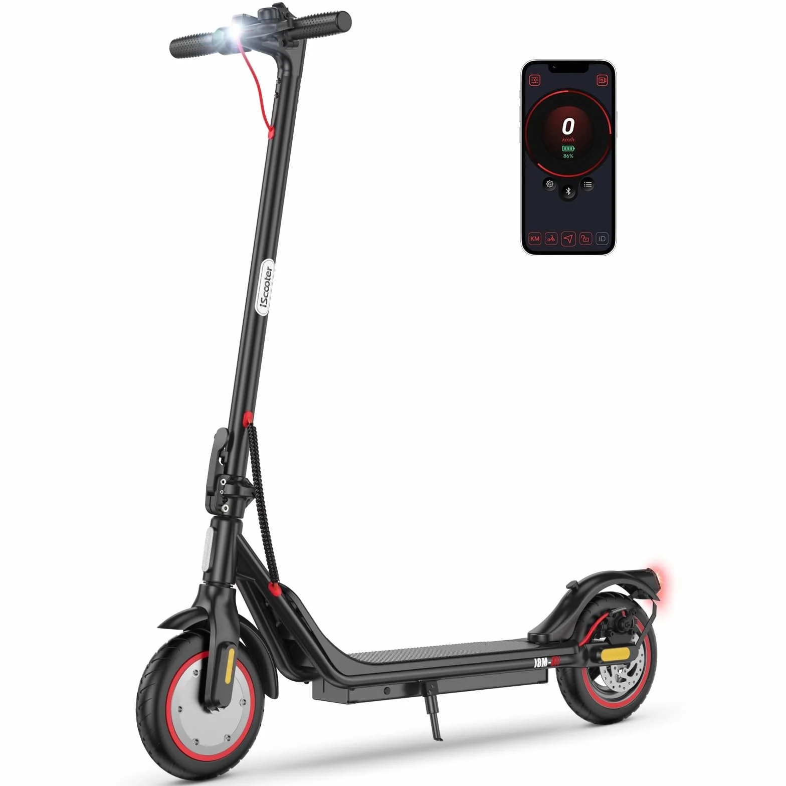 iScooter 8.5" Patinete Eléctrico Adultos Homologado DGT, 500W Motor, Autonomía De 20-25 KM, Máxima 25KM/H, Timbre, App, Frenado Doble, Plegable, Carga 120 KG, 13 KG