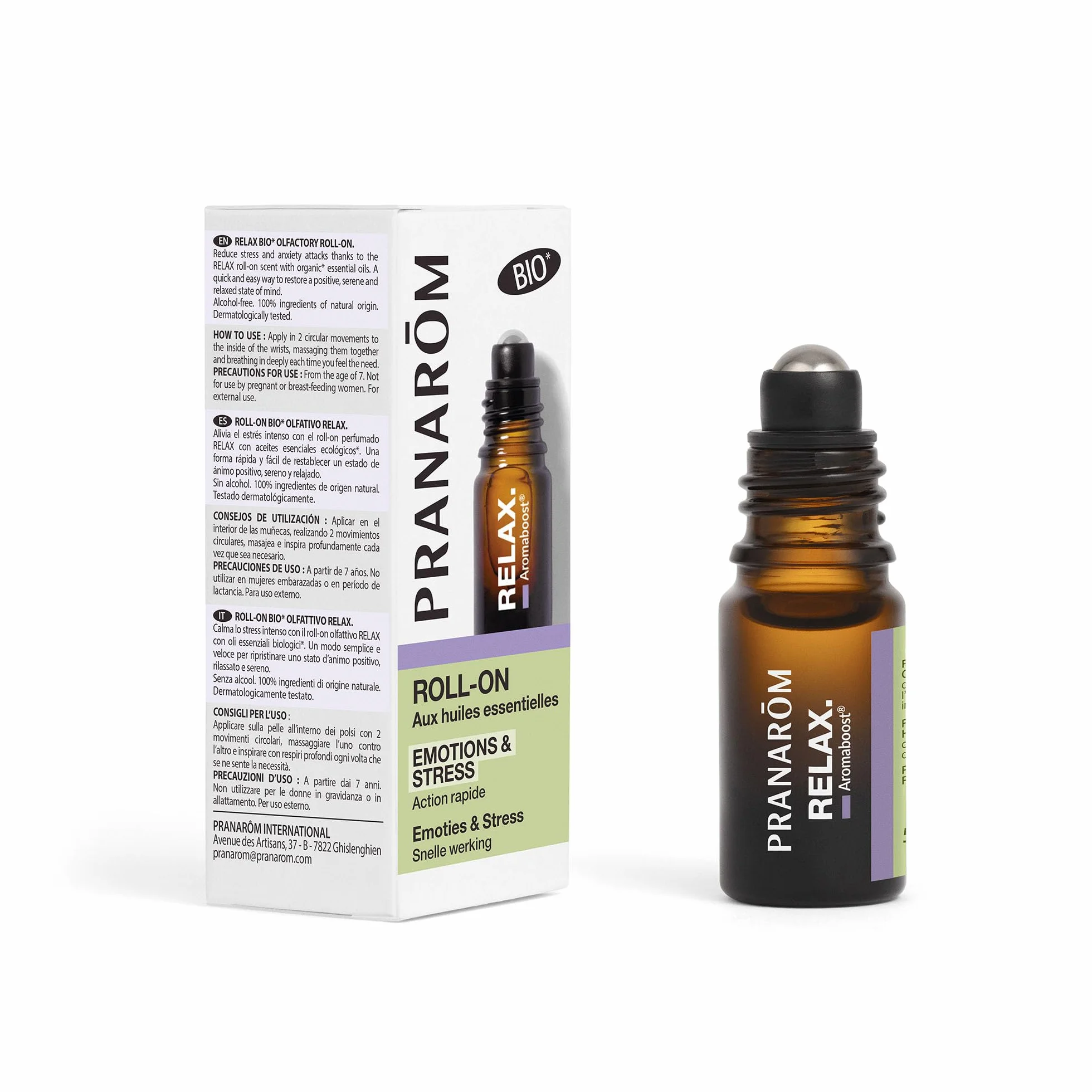 PRANARÔM Aromaboost Relax Bio Roll-on Olfativo Aceite Esencial Bio de Lavanda Verdadera 5 ml