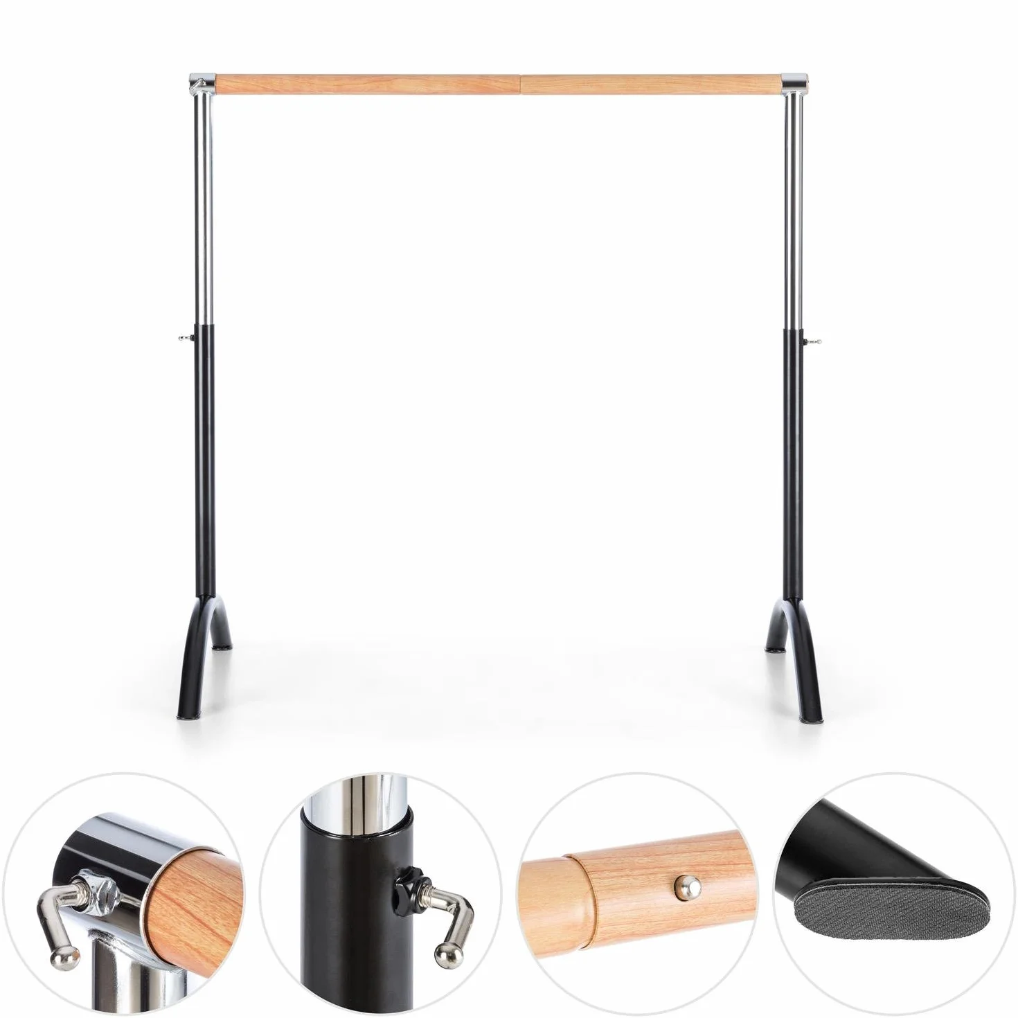 Klarfit Bar Lerina Barra de Ballet Portátil Altura Regulable 70-113 cm Acero con Recubrimiento en Polvo Antideslizante