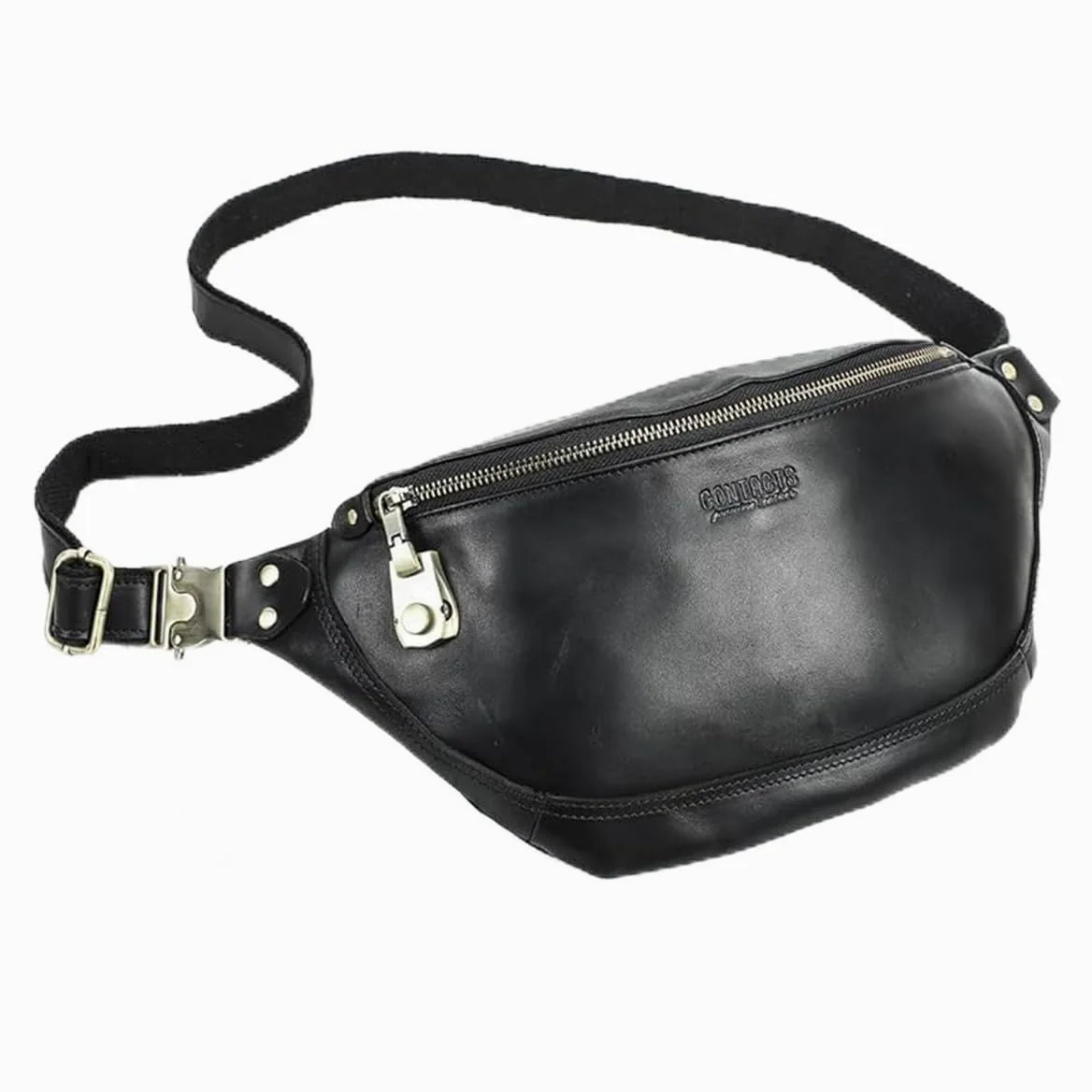 Hombre Bolsa de Pecho Bandolera de Cuero Genuino, Vintage Riñonera con Cinturón Ajustable y Cierre Antirrobo, Mochila Hombro Informal Bolsa de Cintura para Viajes Ciclismo Senderismo