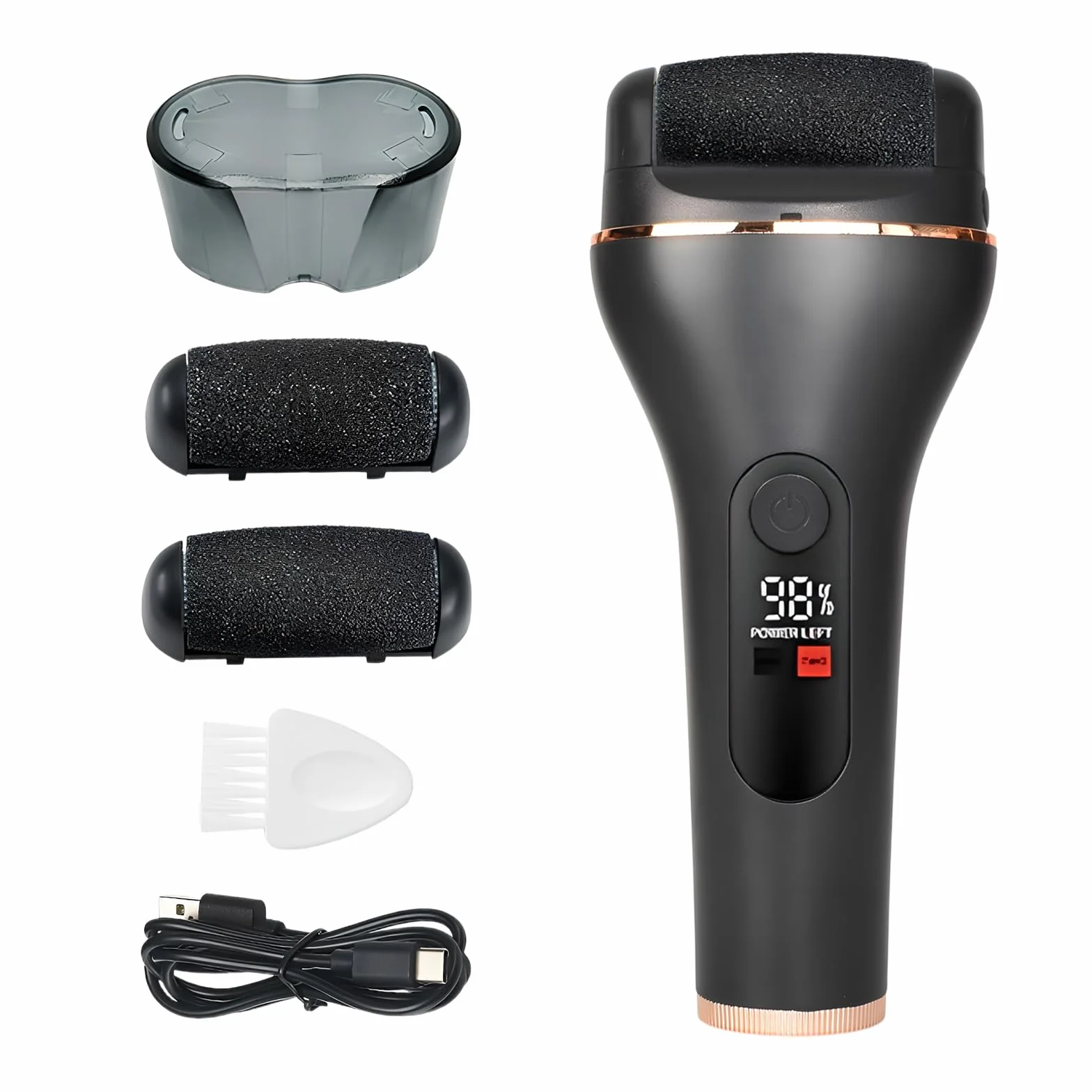 Lima Eléctrica para Callos Profesional, IPX7 Impermeable, 2 Velocidades Ajustables, Recargable USB con LED
