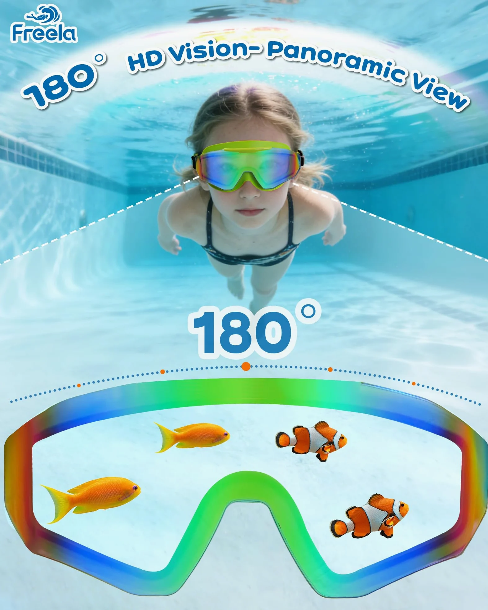 Freela Paquete de 2 gafas de natación para niños de 8 a 16 años, protección UV antivaho, capa extra de silicona, gafas de natación para niños y niñas
