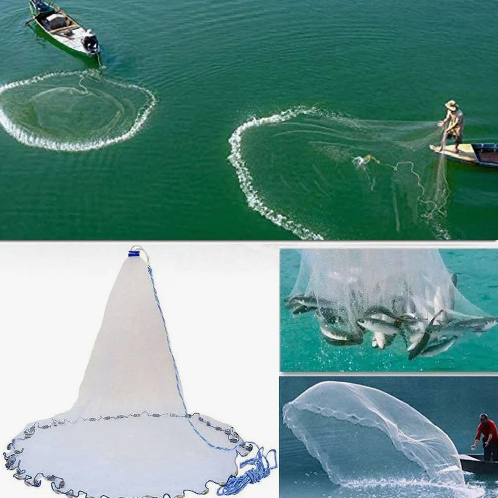 Lawaia Red de Pesca DiáMetro2.4-7.2m, Pesca con Redes de Agua Salada Monofilamento de Nailon, Radio Rede de fundición de Agua Dulce, Red de Cebo, Red de Aterrizaje, Red de Lanzamiento