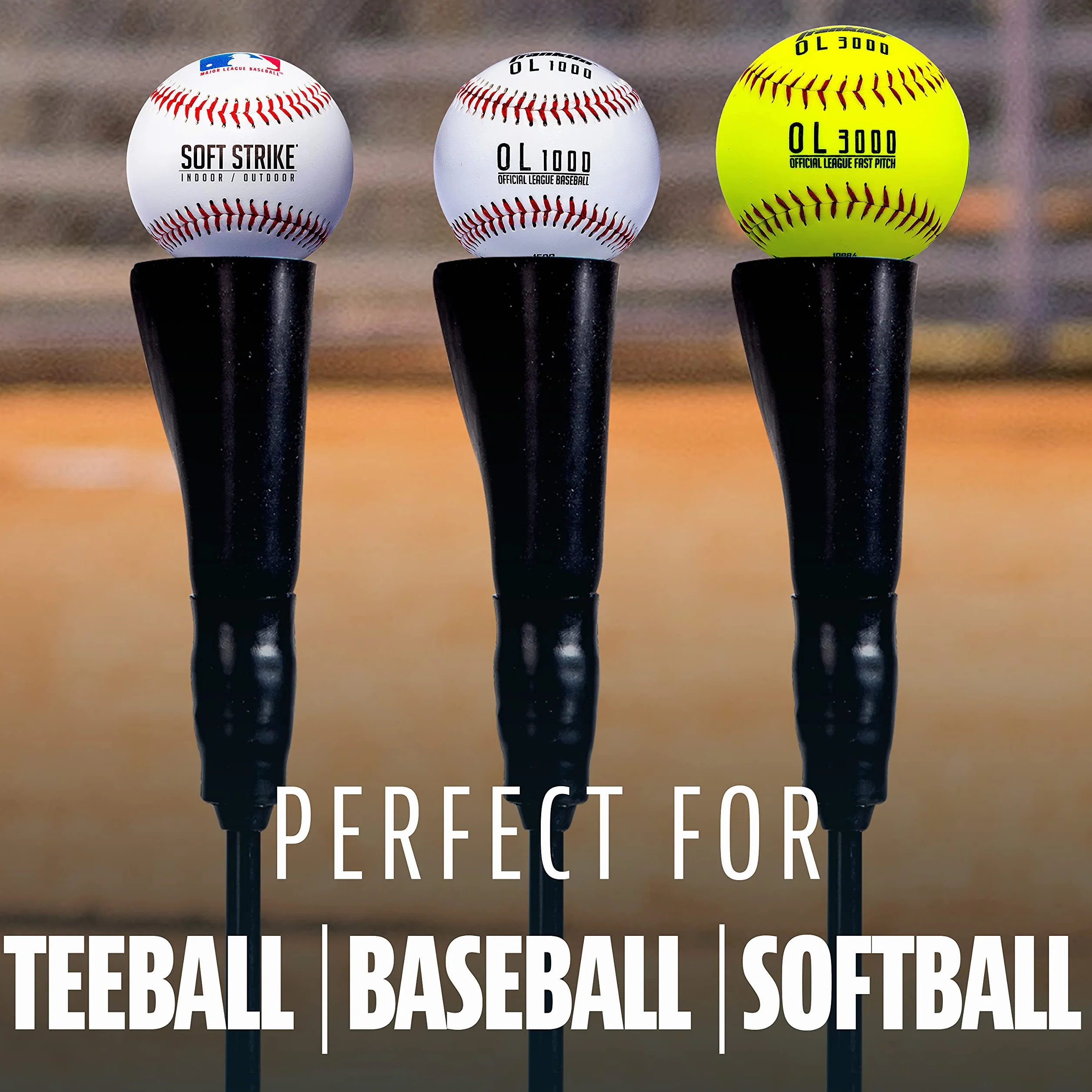 Franklin Sports Baseball + Softball Batting tee - MLB Pro Porta Hitting tee - Portable, Weighted Batting tee for Baseball + Softball - Adjustable tee