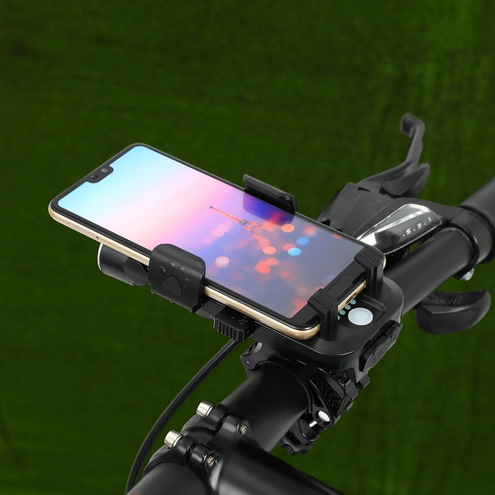 Alasum Juego de Luces de Bicicleta Batería de 4000 Mah y Soporte Ajustable para Teléfono, Faro Delantero y Luz Trasera LED para Ciclismo Nocturno y Diario