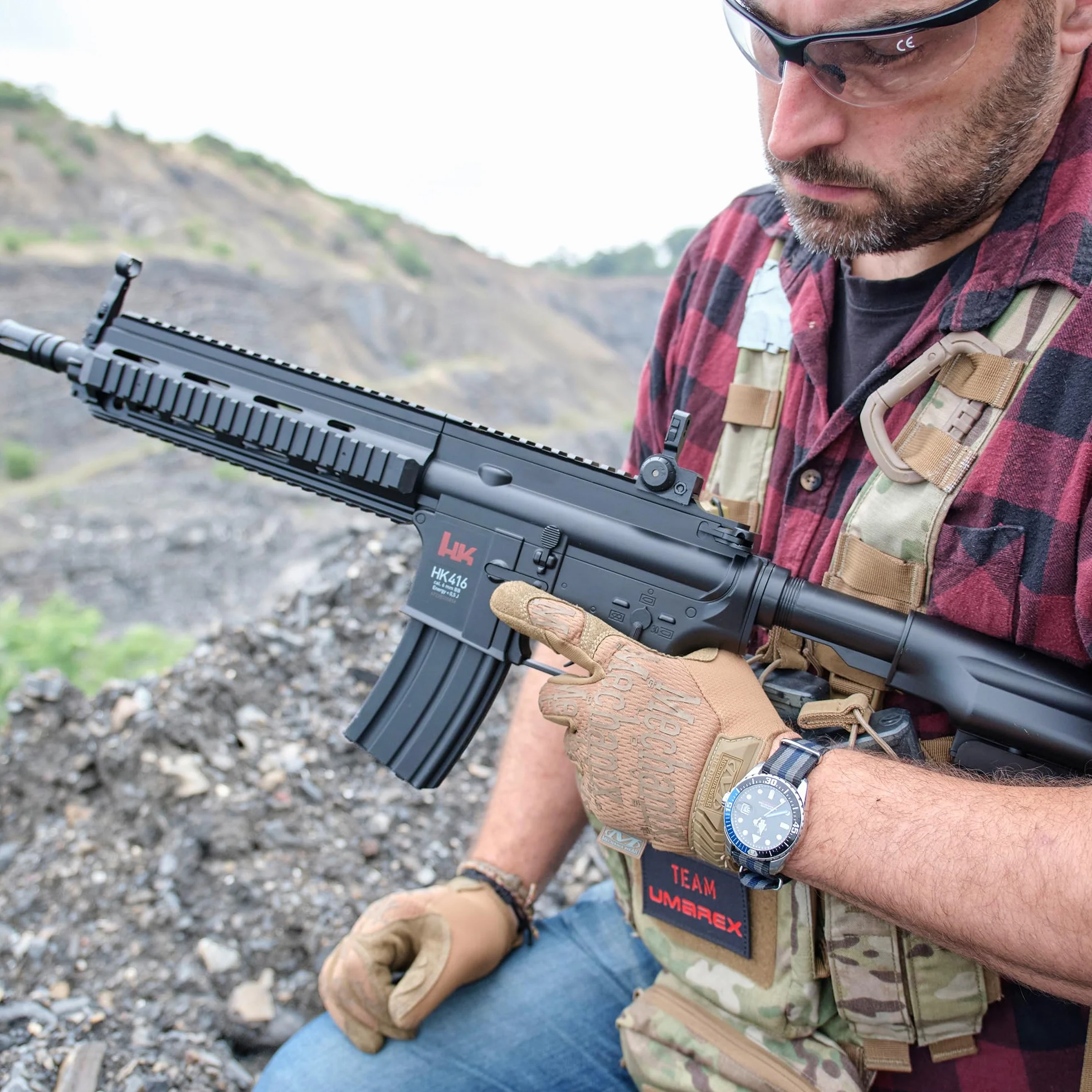 Eléctrica Airsoft - pistola rápida de fuego carabina HK 416C con las baterías, el barril de metal - espesor de 0,5 julios