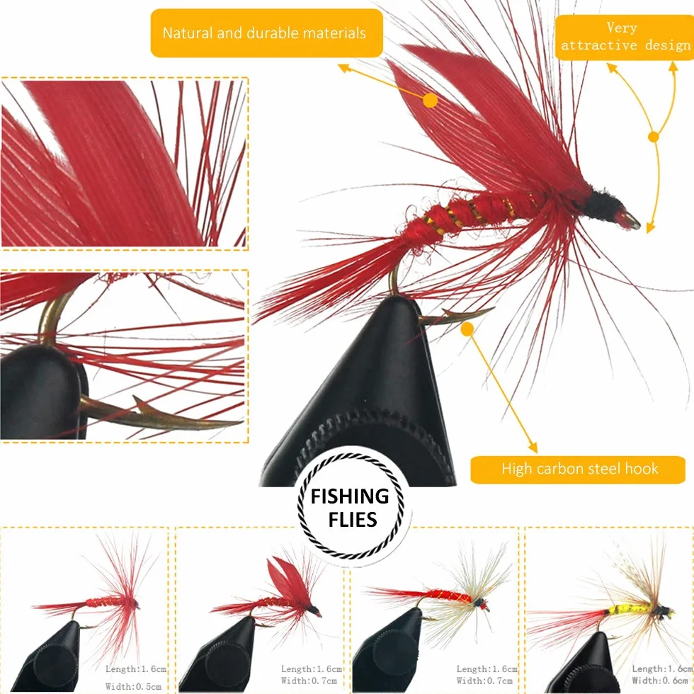 Lixada 40/72/100/120 Uds.,Moscas de Pesca con Mosca, Señuelos de Trucha,Señuelos de Pesca Artificiales,Cebo con Caja de Moscas Impermeable