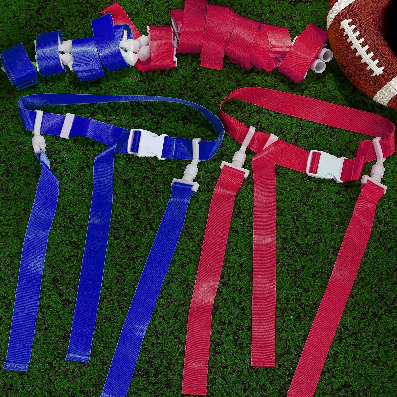 Peryiter Juego de 2/12/24 con bandera de jugador, cinturones de fútbol ajustables y banderas para niños, jóvenes, adultos, entrenamiento de equipo deportivo