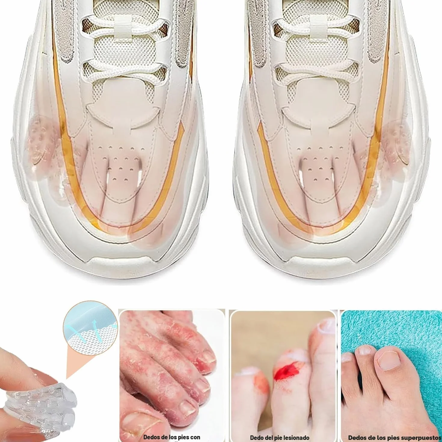 Protección de Dedo Del Pie Transparente, Silicona Transpirable para Caminar y Correr