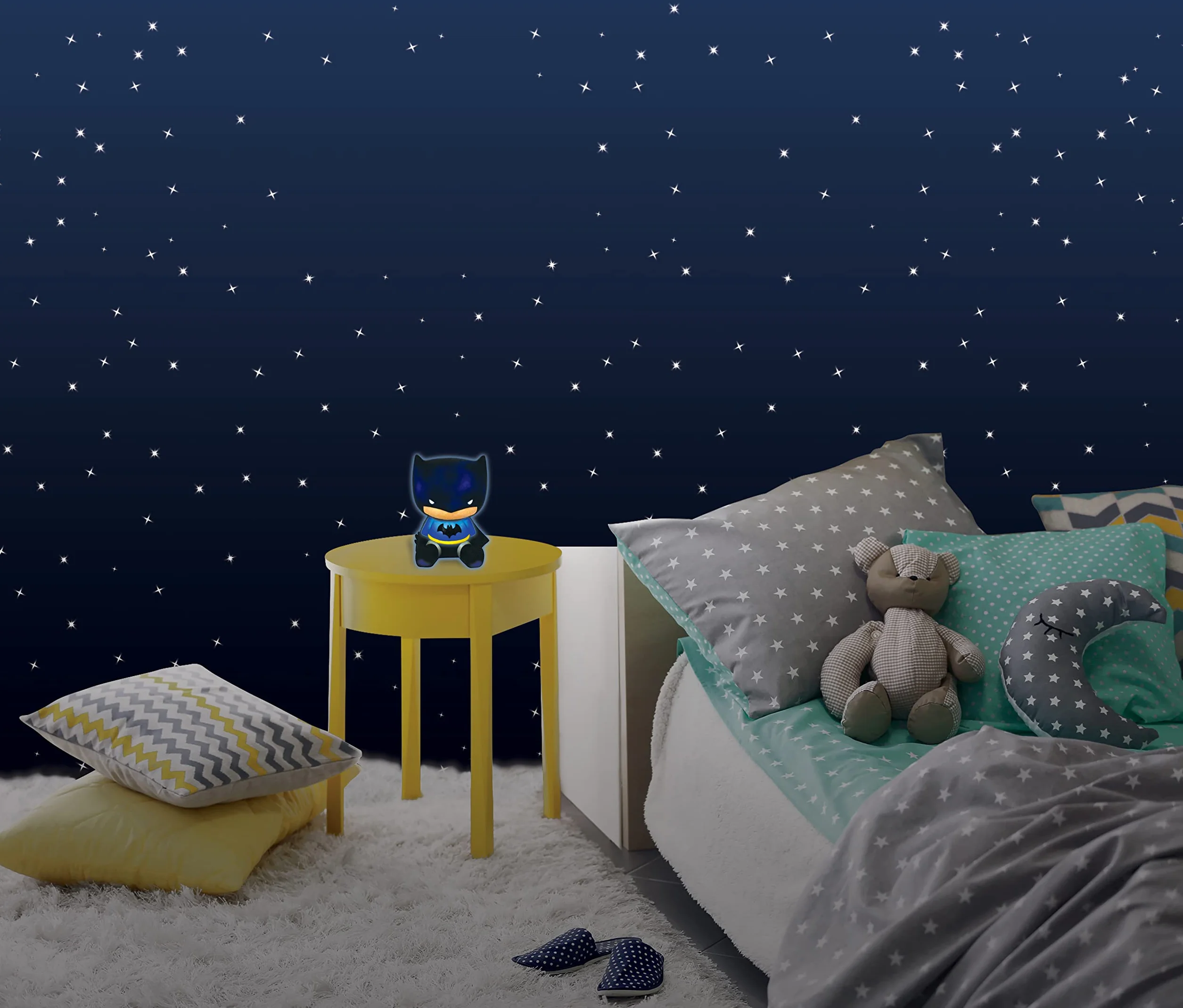 LEXIBOOK Batman Night Light LED de Bolsillo Infantil Cambio de Colores Negro NLJ01BAT