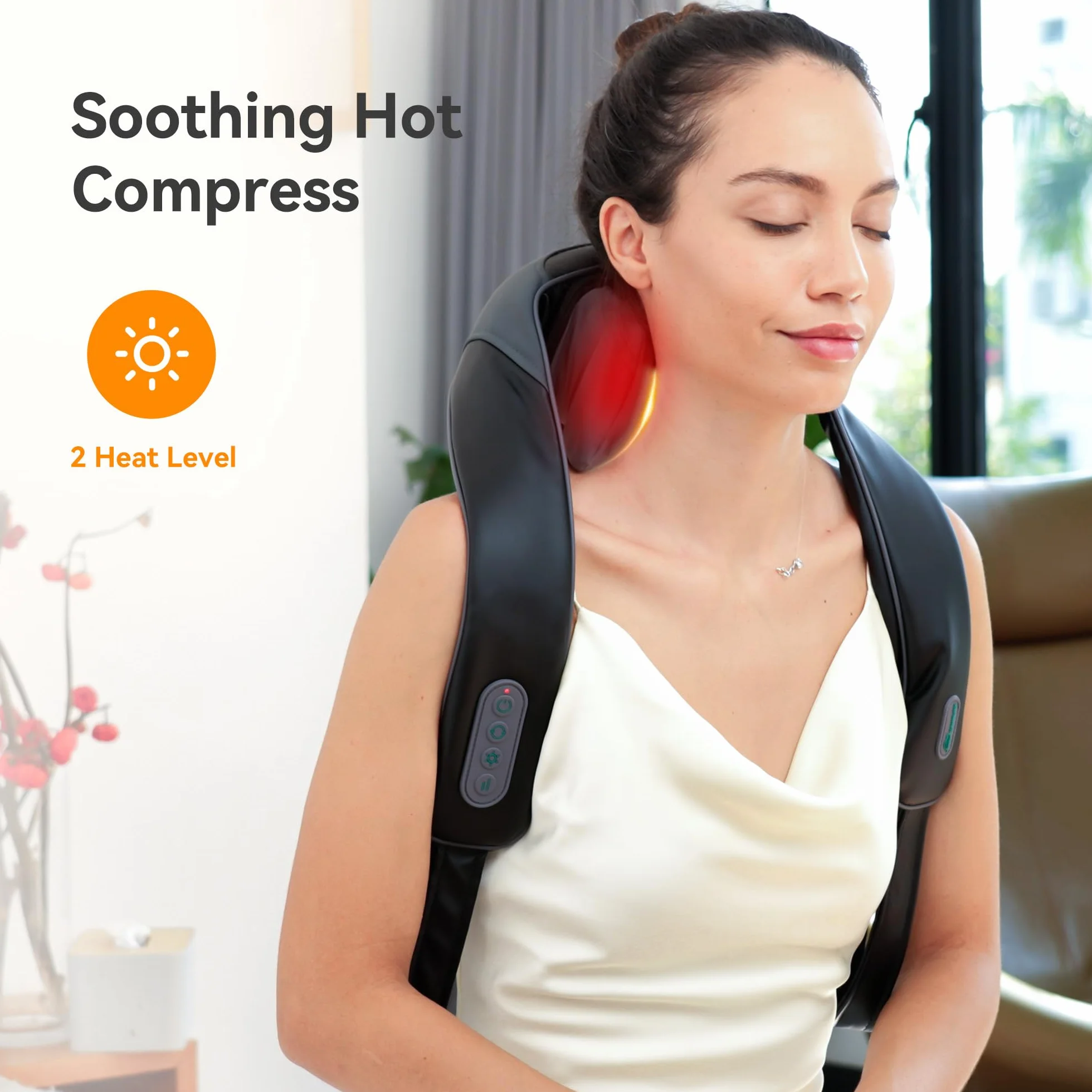 Snailax Masajeador Cervical y Espalda con Calor, 4D Shiatsu Inalámbrico de Cuello