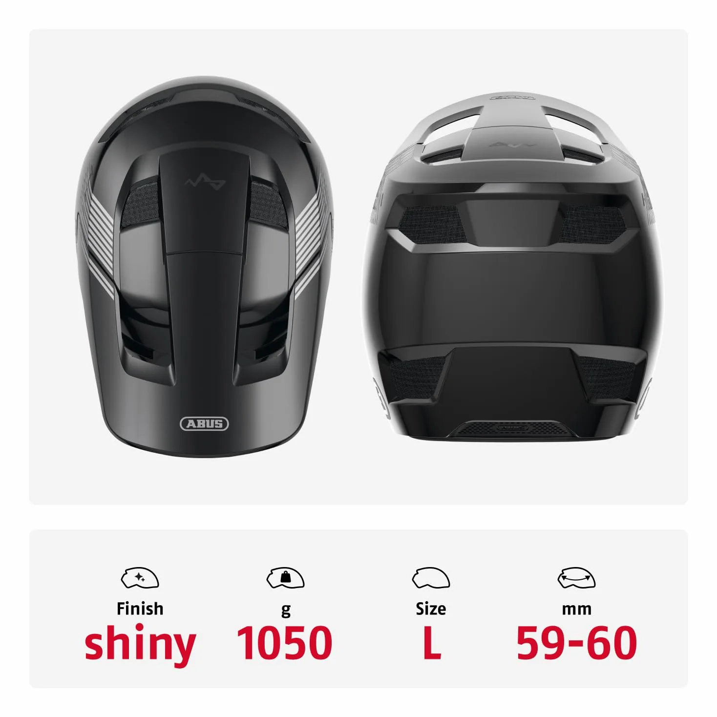 ABUS Casco Downhill HiDrop, Fullface, Muted Black, Talla L | Casco de bicicleta certificado ASTM con carcasa ABS para MTB, Downhill, Enduro y Bikepark, adultos y jóvenes