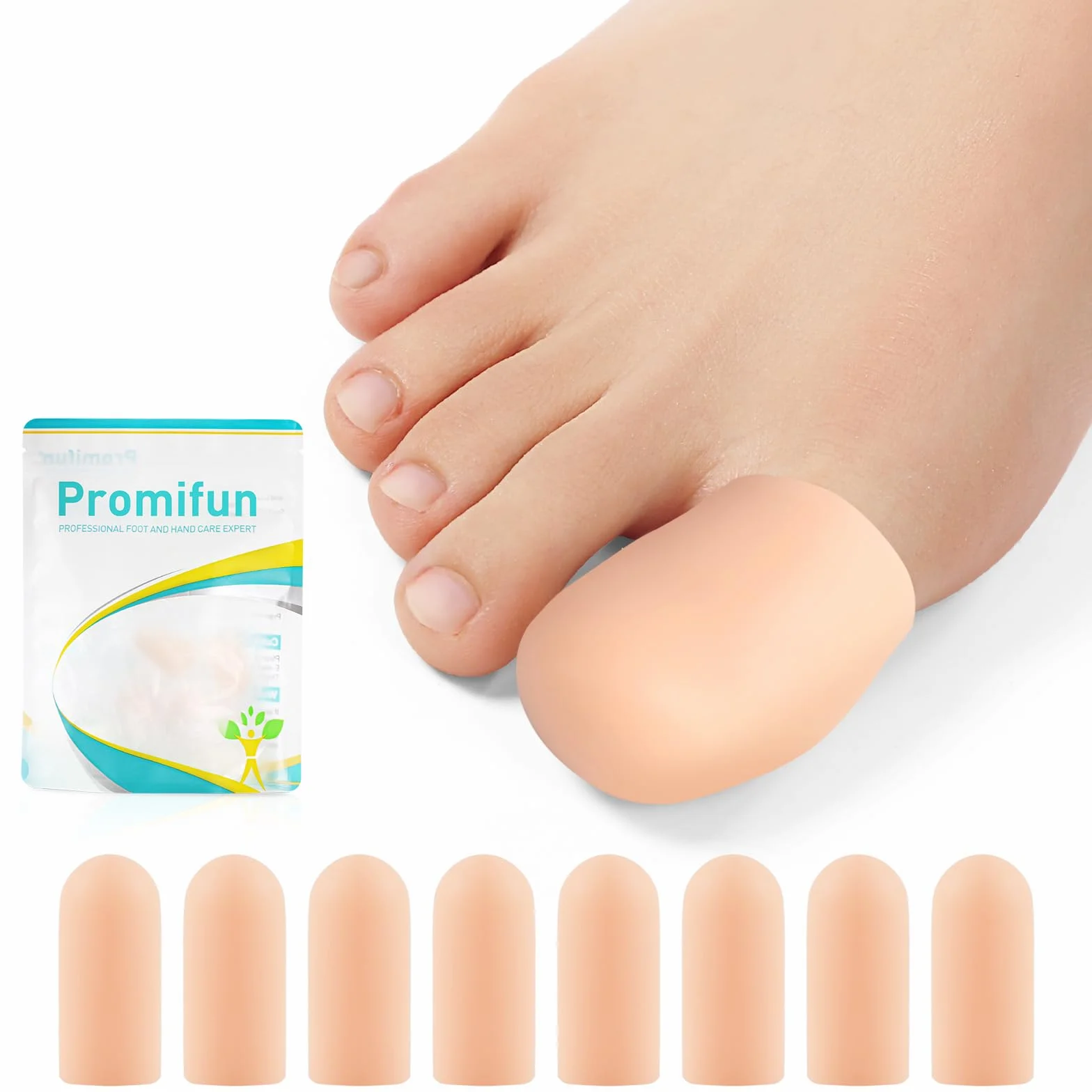 Promifun protectores dedos pies silicona 8pcs aliviar friccion uñas encarnadas callos durezas ampollas