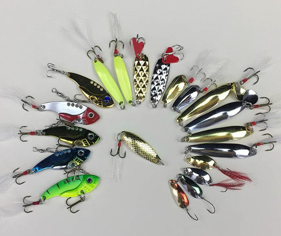 21Pcs Kits de señuelos para Pesca, LAEMALLS Cebos Artificiales de Pesca Cebo Duros/Suaves, Ojos 3D, Accesorios Cebos Articulos de Pesca para la Pesca, Trucha, Bagre, Bass, Salmón y Lucio#2