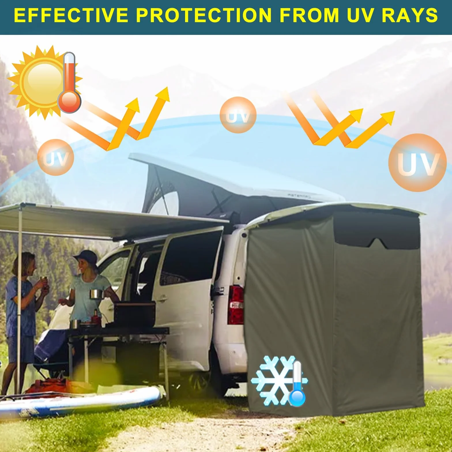 Carpa Trasera Reemplazo para VW T4 T5 T6 T6.1 Impermeable para Autobús SUV Van Camping