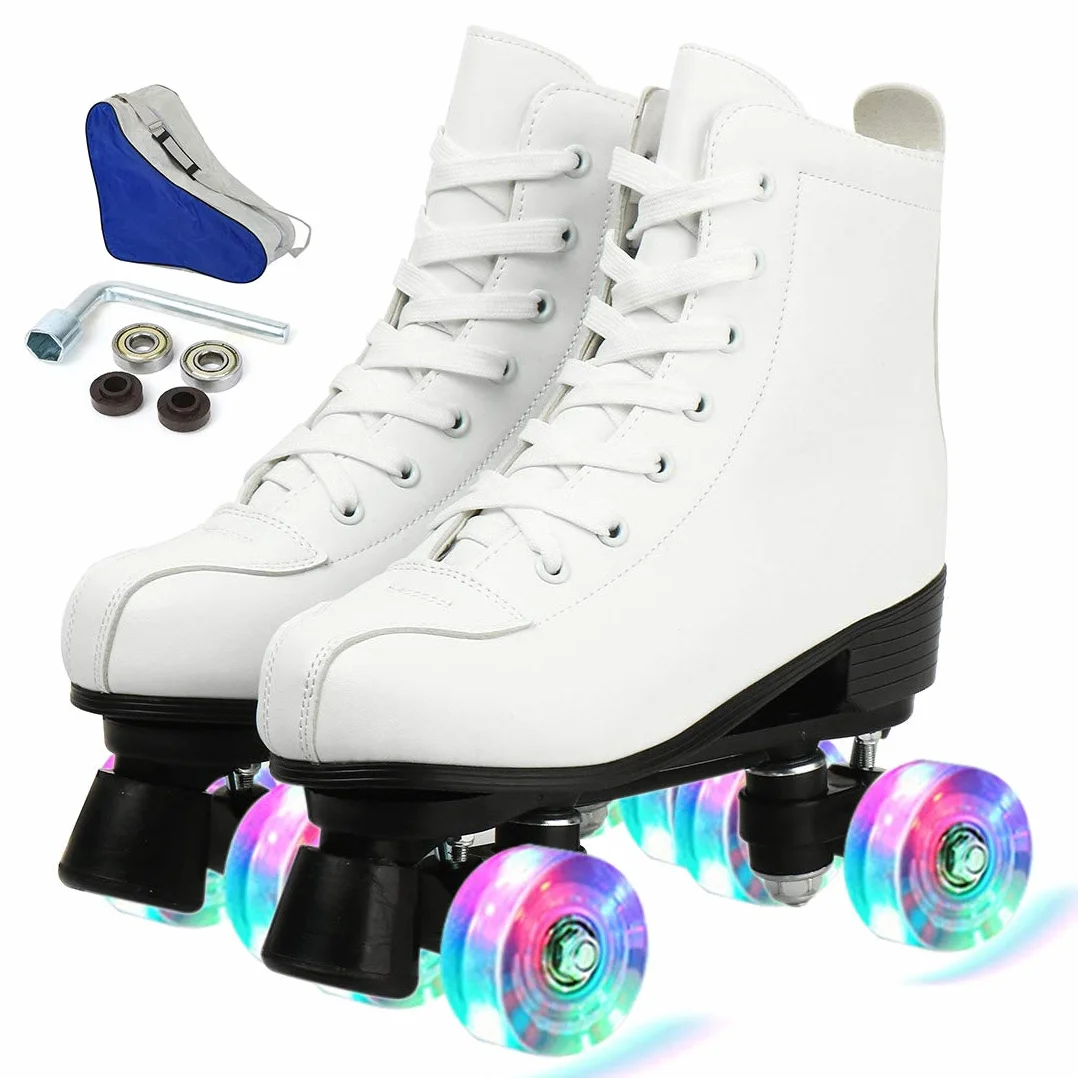 Patines de Ruedas Doble Fila Piel Sintética para Mujeres y Hombres con Bolsa