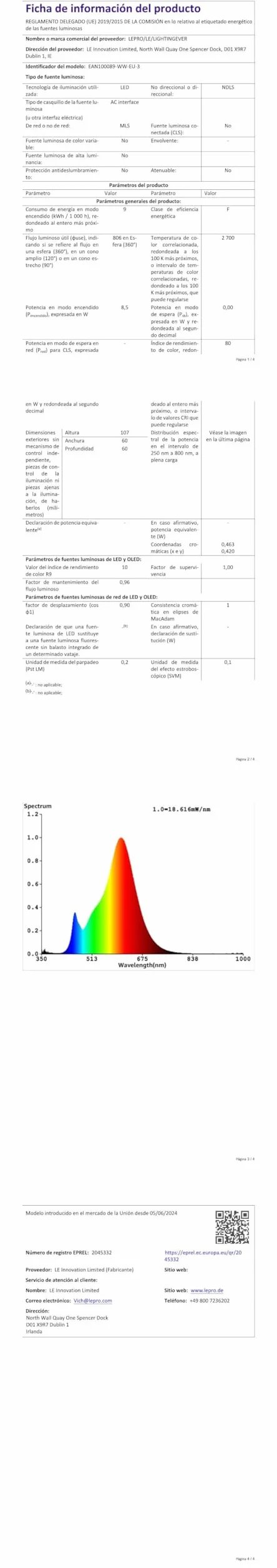 Lepro Bombilla LED E27 2700K 8.5W 806lm Ángulo 180° Pack de 3