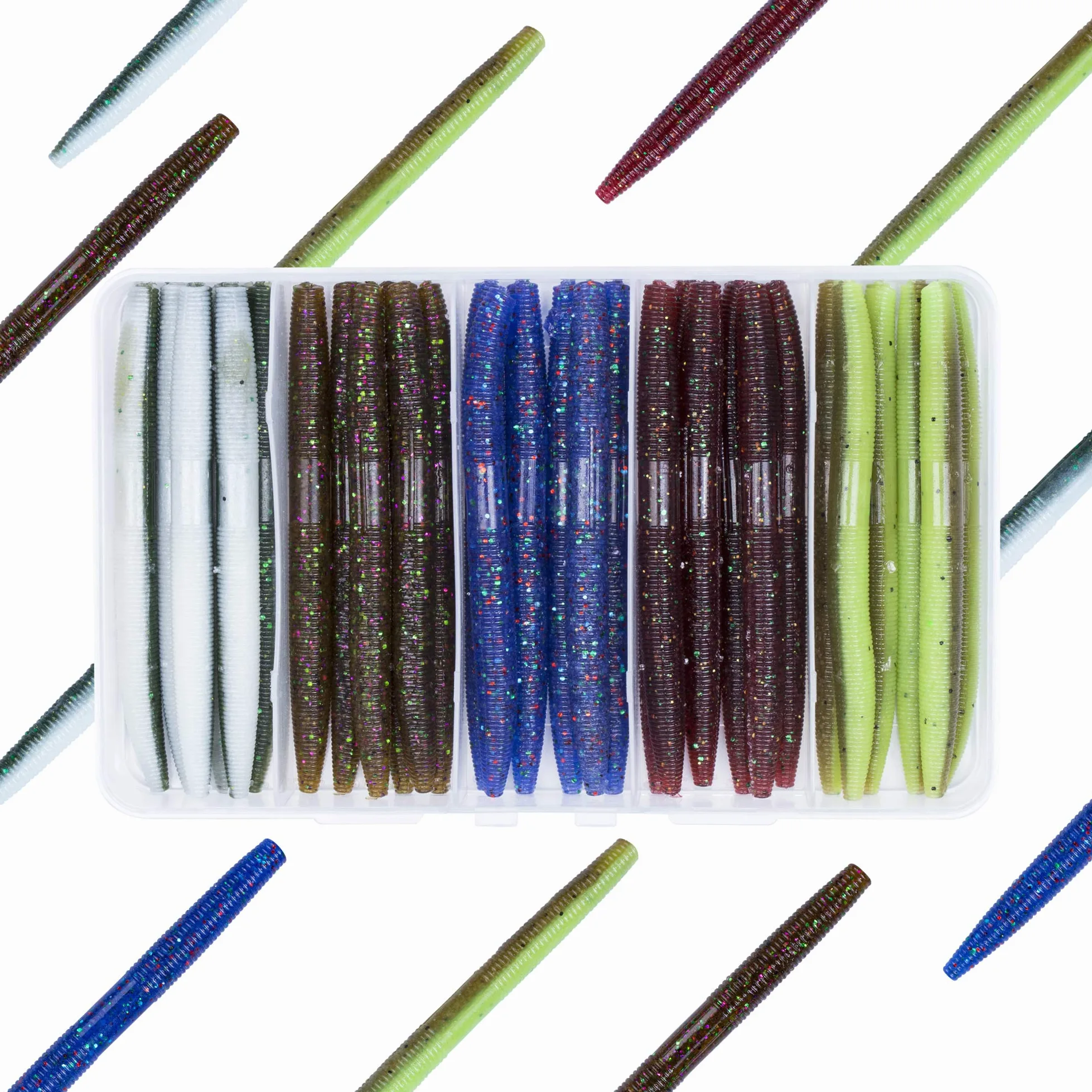 Rubber Worms Senkos - Kit de señuelos de plástico Suave para Pesca de lubina (10,16 cm, 12,7 cm)