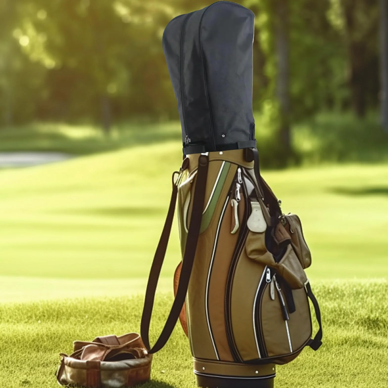 Cubierta de Lluvia Bolsas Golf - a Prueba Agua Tapa la Bolsa Ligero con Protector Club Botones para el, el tamaño de Esta Cubierta se Adapta a la mayoría de Las Bolsas de Golf, por lo Que es una