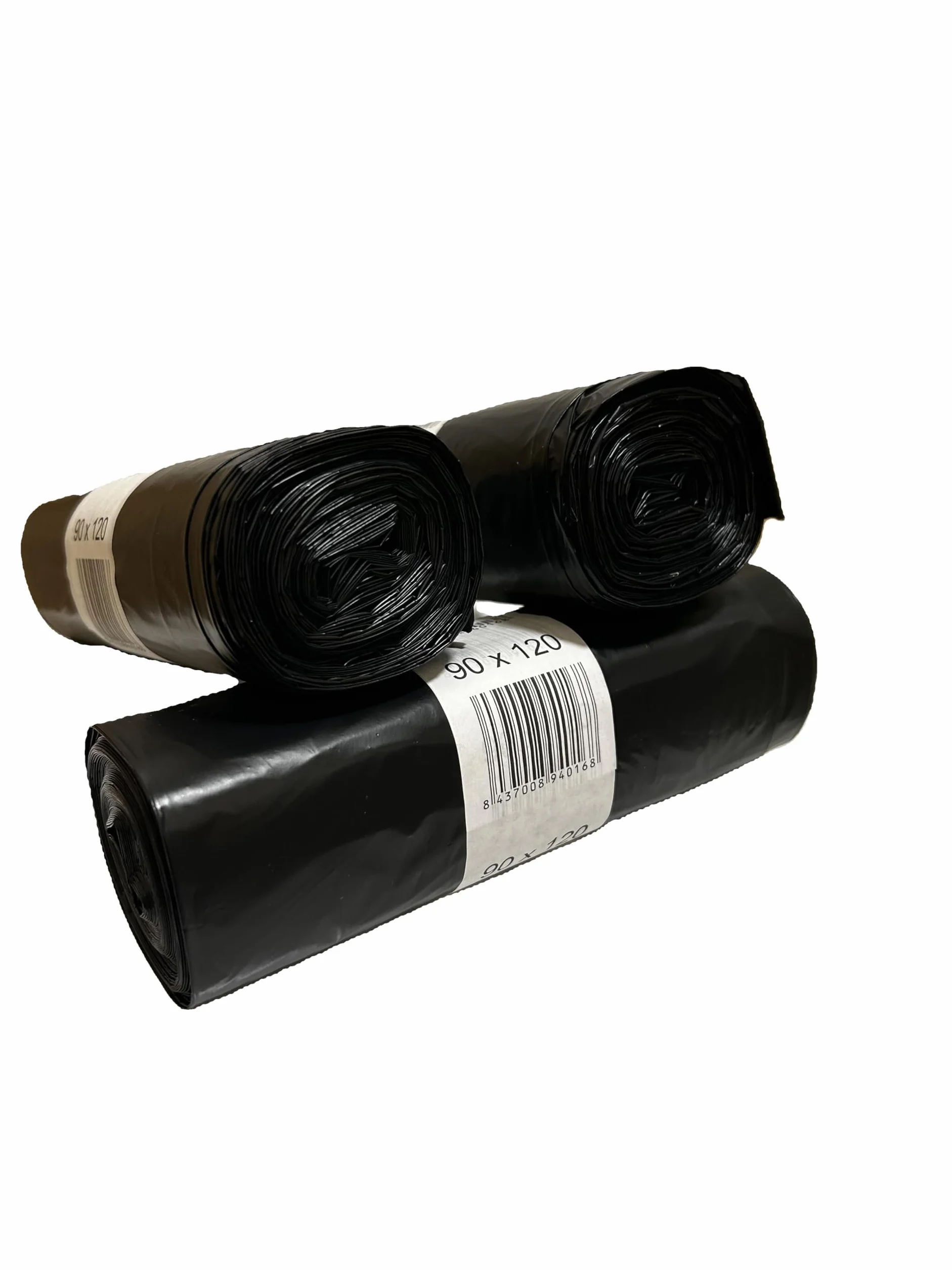 Bolsas de basura grandes 150L 90x120 cm Negras resistentes anti-goteo Pack 3 rollos 30 bolsas