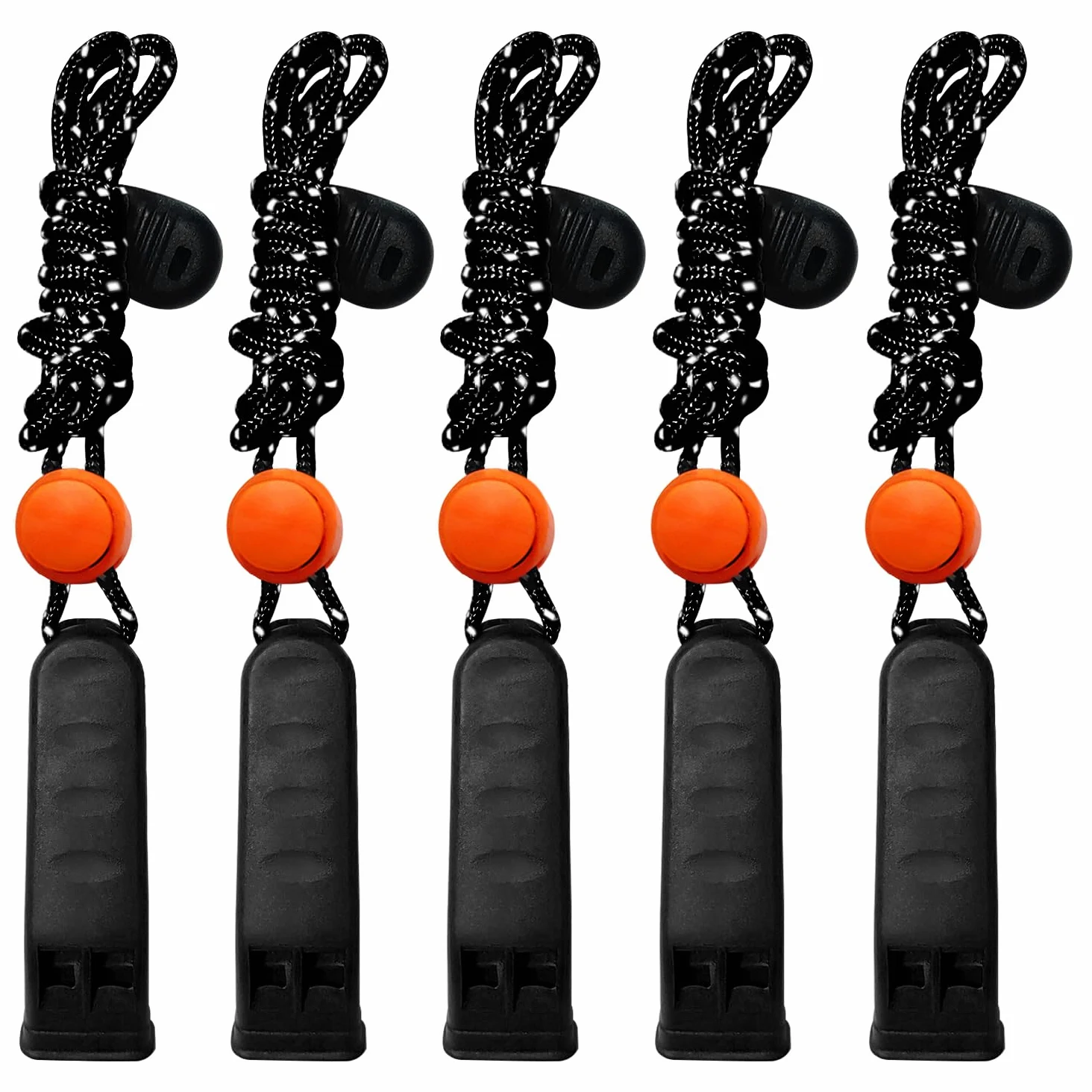 Amzonly Silbato de emergencia, silbato de seguridad de 120 db, para supervivencia, para camping, senderismo, caza, barco, pesca, chaleco salvavidas, señalización de rescate, para niños, paquete de 5