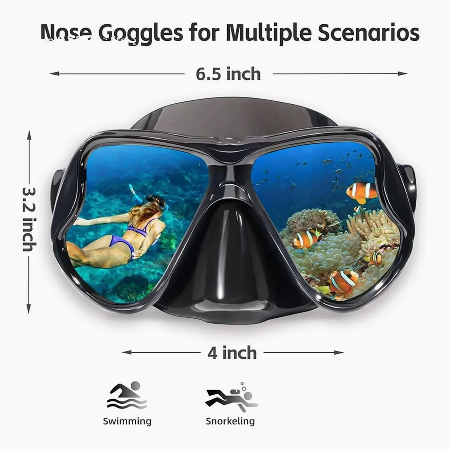 Kit de de Buceo Cómoda máscara de natación de Silicona con Espejo y Soporte para cámara para Gafas de Buceo GoPro para Adultos Buceo(Red 1)