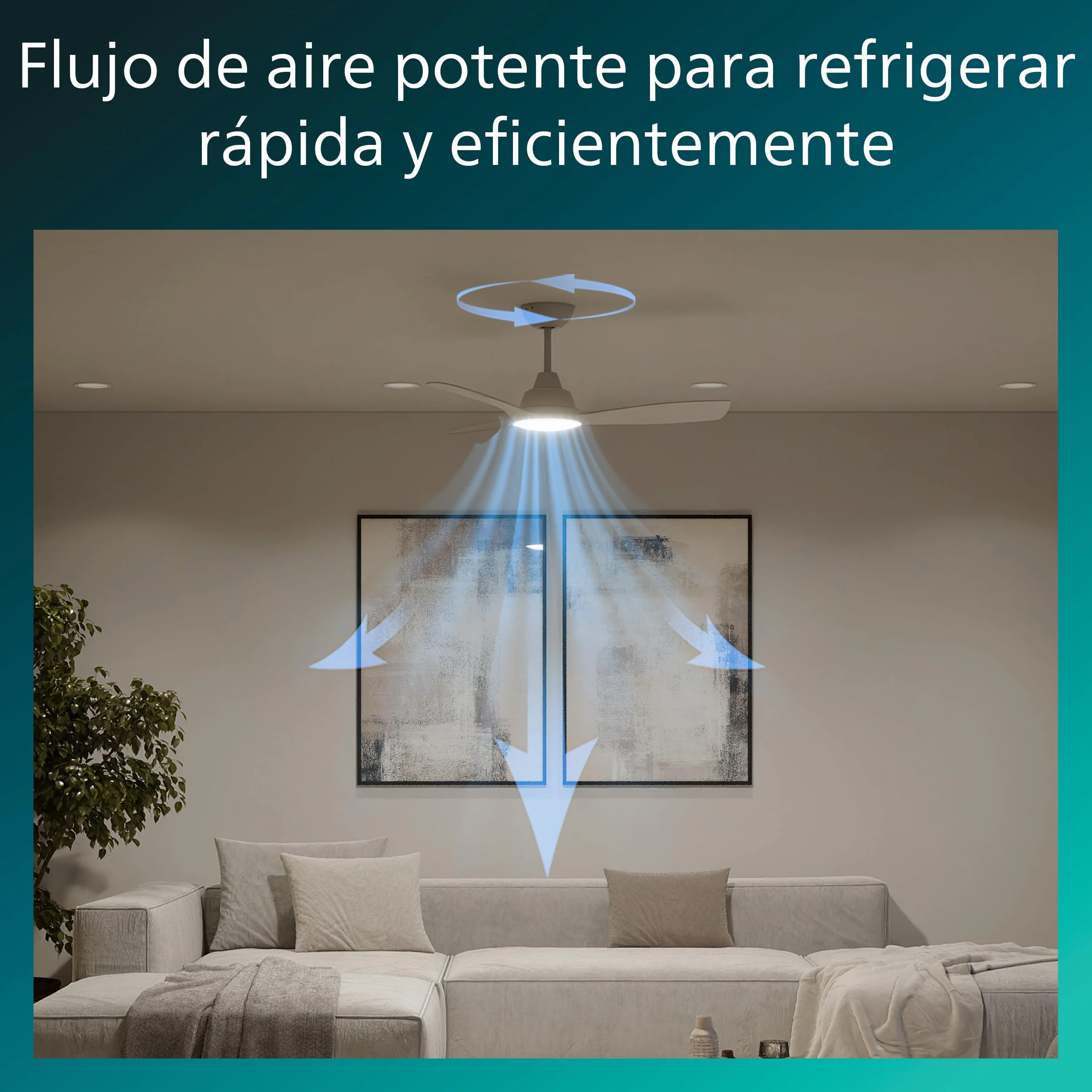 Philips Ventilador de Techo con Luz LED 107 cm 2650 Lúmenes Blanco Ajustable 3000-6500K Regulable 5% Mando a Distancia