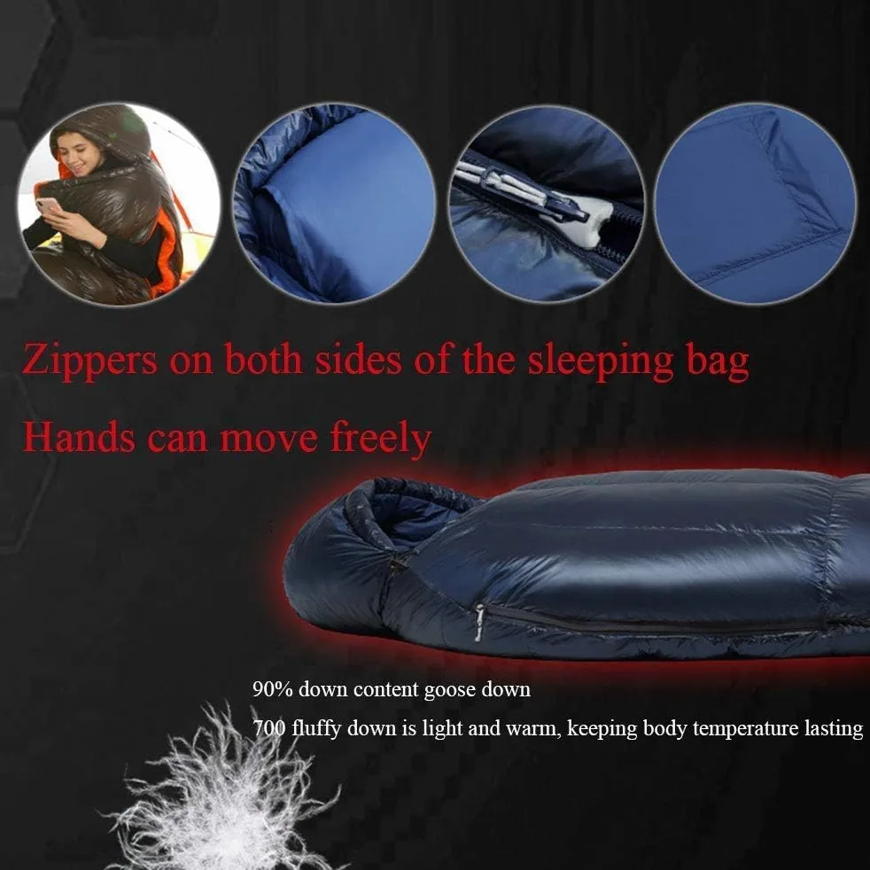 Saco De Dormir, Saco De Dormir De Plumas Invierno Adulto Deportes Al Aire Libre Acampar Menos 20-40 Grados Saco De Dormir De Plumas De Ganso Frío Y Cálido, Rojo, Negro, Gris, Rosa