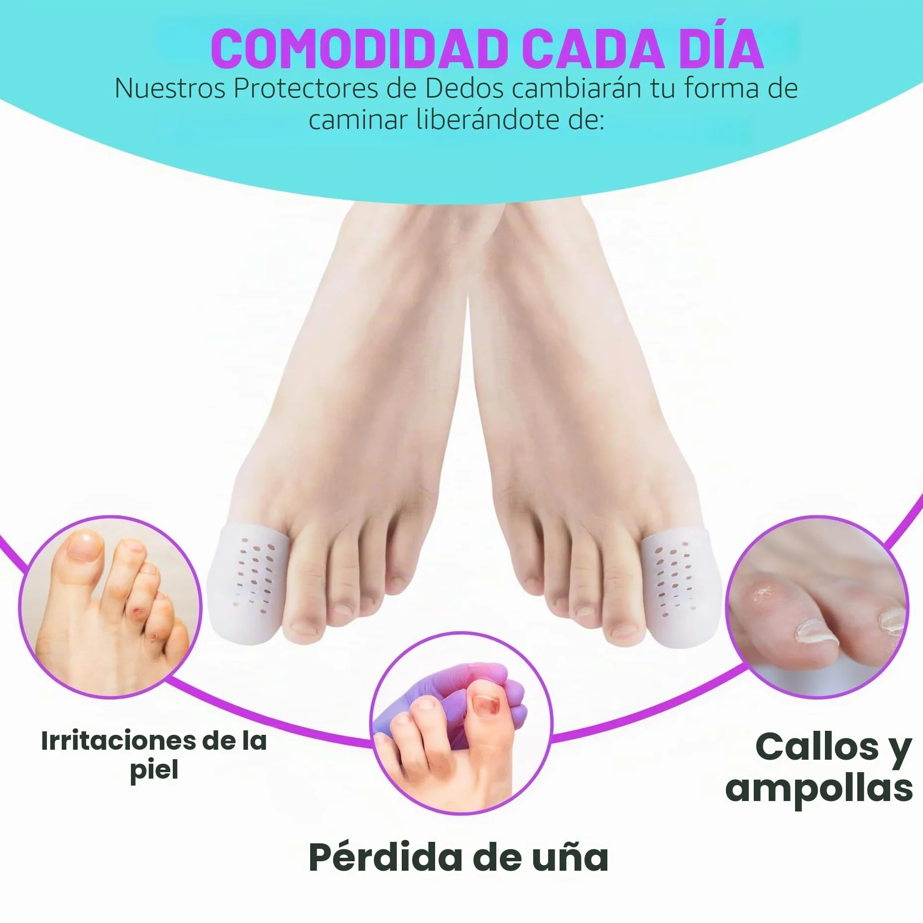 Protectores para el Dedo Gordo del Pie ROOTZ Gel Funda Alivio Juanetes Ampollas Uñas Encarnadas Dedales Silicona Transpirables
