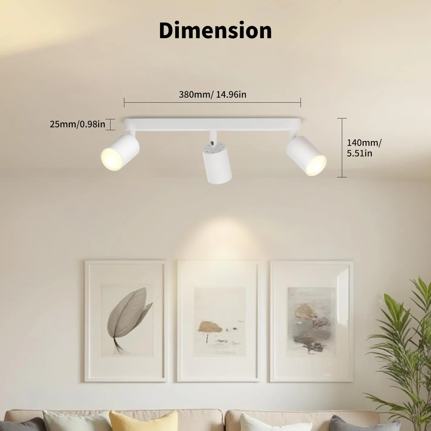 LVWIT Foco de Techo LED Blanco 3 Focos Orientable GU10 Lámpara de Techo Moderna