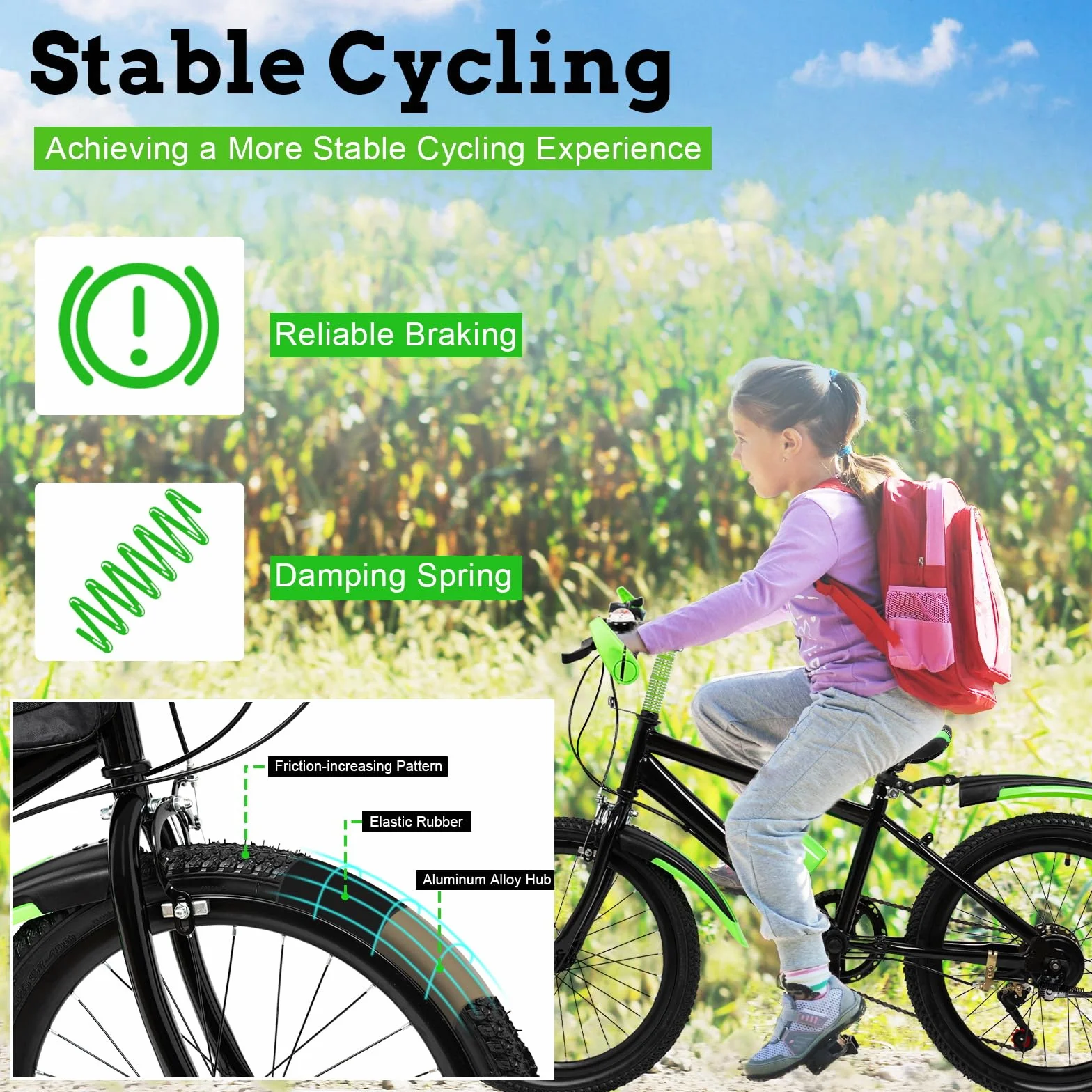 Bicicleta infantil de 20 pulgadas, para niños y niñas de 6 a 13 años, altura ajustable