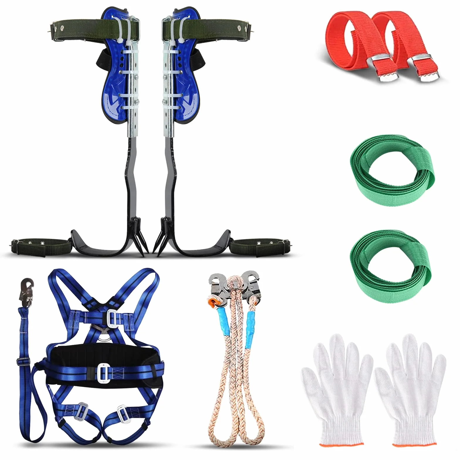 Crampones de árbol con 2 Engranajes y Correas de Seguridad de 5 Puntos, Juego de trepadores de árboles con crampones Altura Ajustable de la Pantorrilla, fácil de Usar para Recoger Frutas
