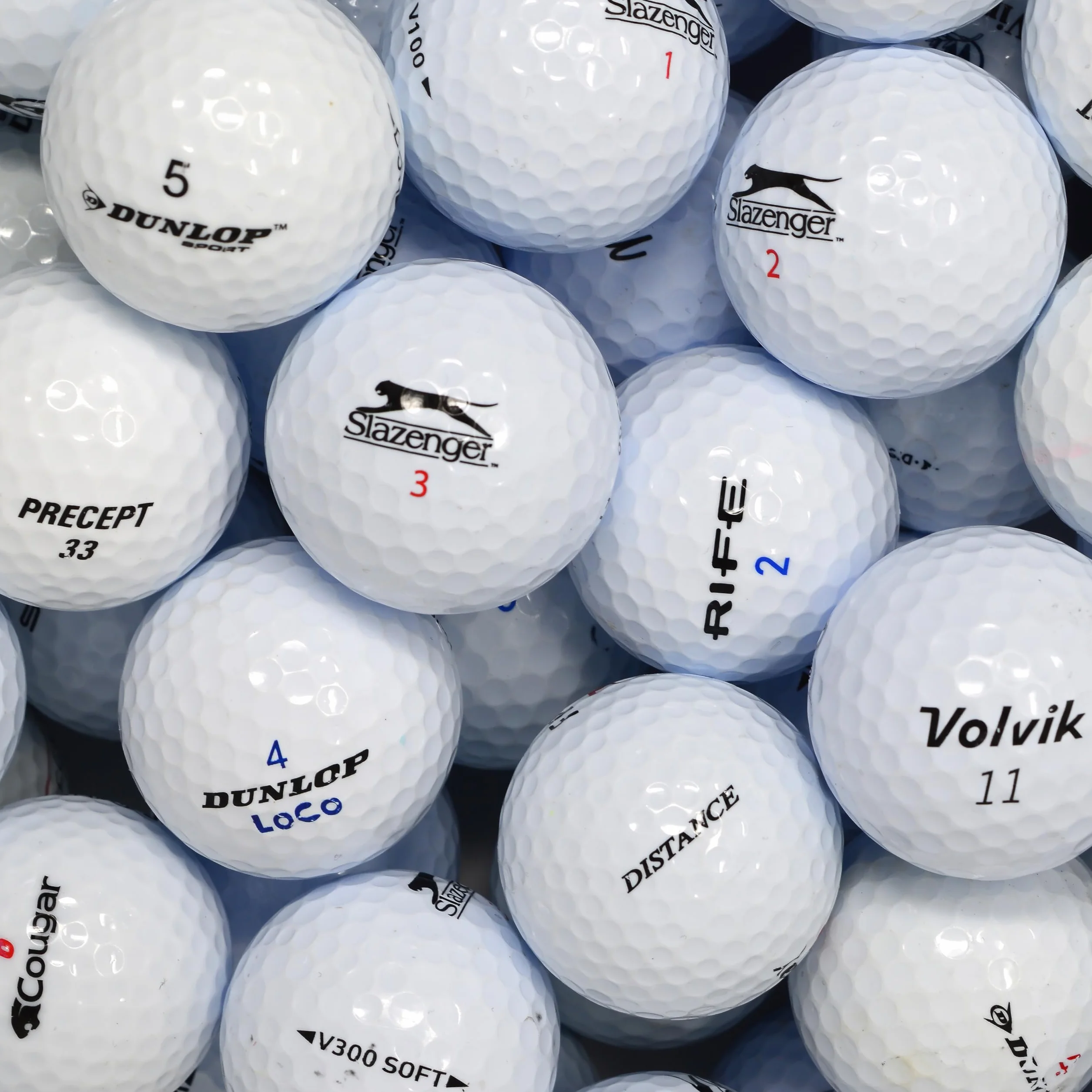 Pelotas de Golf Recicladas Grado A Blancas Second Chance Lakeballs Distancia Mixta
