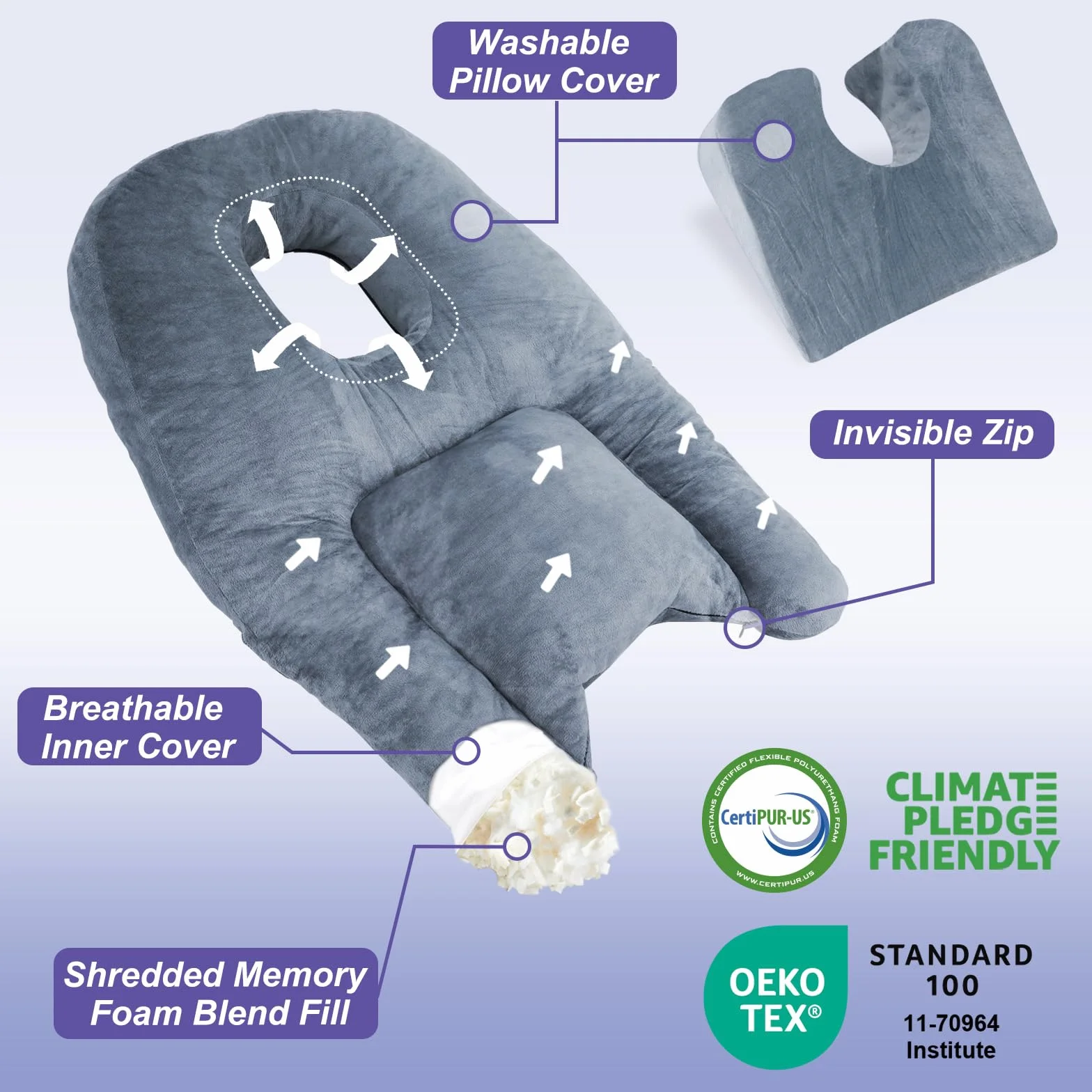 HOMCA Almohada Boca Abajo con Agujero para Desprendimiento de Retina, Almohada Facial de SPA