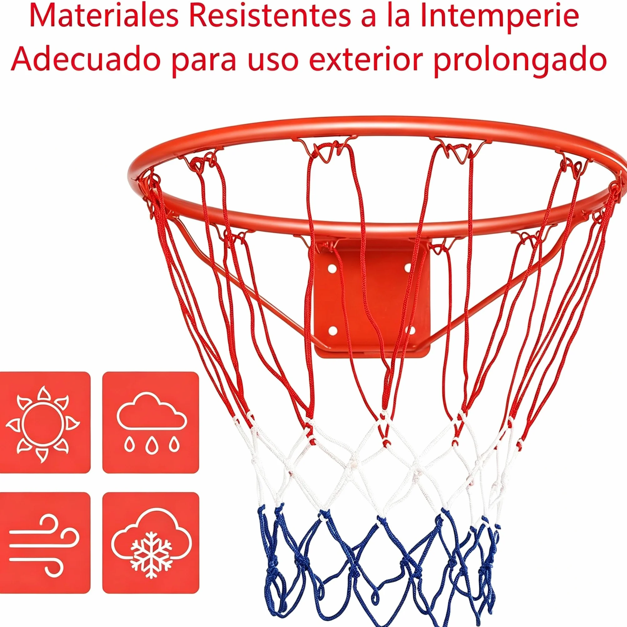 GYMAX Canasta de Baloncesto Montaje en Pared, 45 cm, Red con Anillo de Acero, Resistente Intemperie