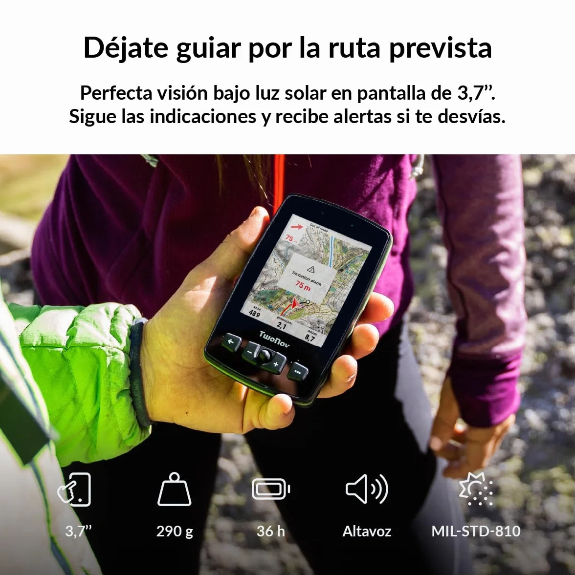 TwoNav Aventura 2 Plus (32 GB) + MicroSD (128 GB) + Mapa Completo España IGN Topo 1:25.000 Instalado, GPS de Mano con Pantalla Amplia 3.7 Pulgadas, Botones y Joystick para montaña, Alpinismo