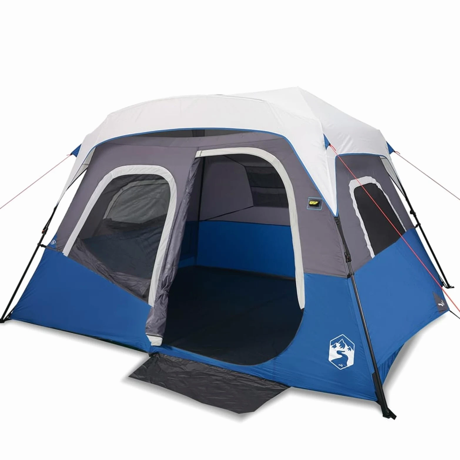 IKAYAA Tienda de Campaña de para 4-6 Personas, Tienda de Camping con LED, Impermeable, Tienda de Campaña Familiar, Fácil de Instalar, para Camping, Viajes, Azul, 344 x 282 x 212 cm