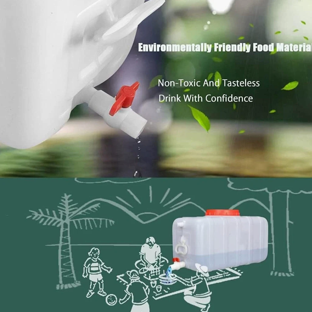 Contenedor de agua con grifo, 25L/50L/100L/150L/200L Contenedores de almacenamiento de plástico al aire libre Camping Caravana Carrier Fluid Jerry Can
