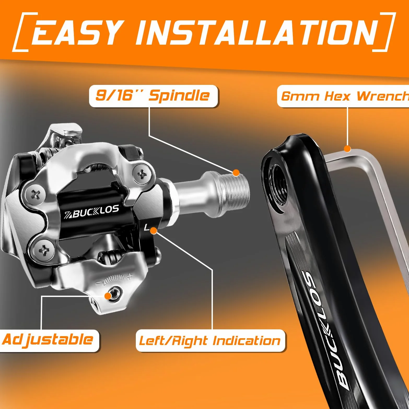 BUCKLOS SPD Pedales de clip para bicicleta de montaña MTB Pedales de doble cara sin clip – Bicicleta de carretera Spin Bike Rodamiento sellado Clips de bicicleta en pedal compatible con tacos Shimano