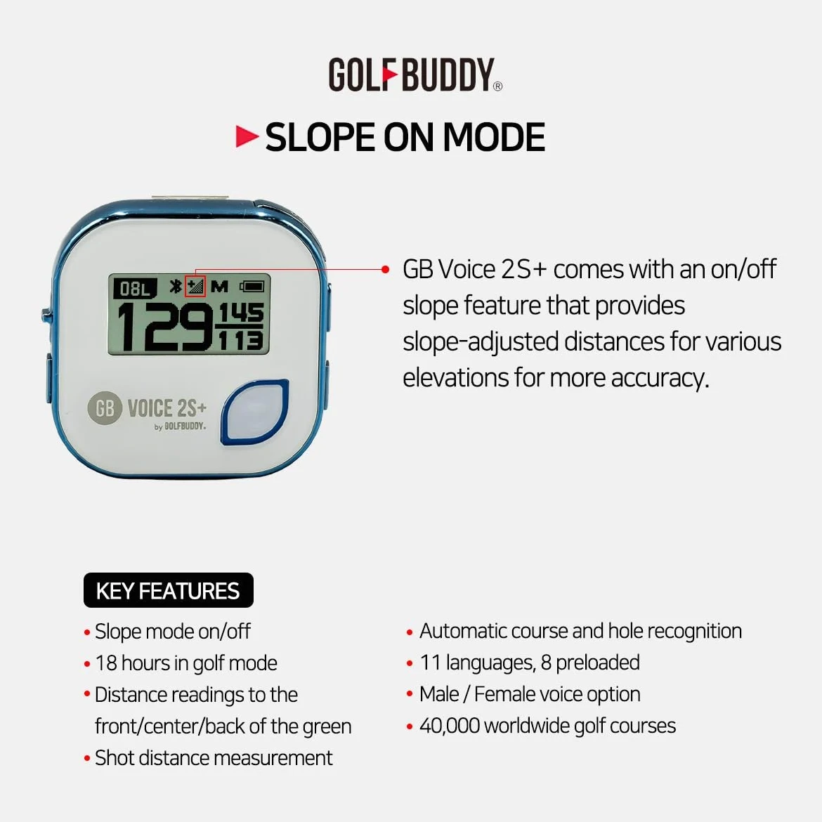 GolfBuddy Voice 2 Golf GPS/telémetro, Blanco/Azul